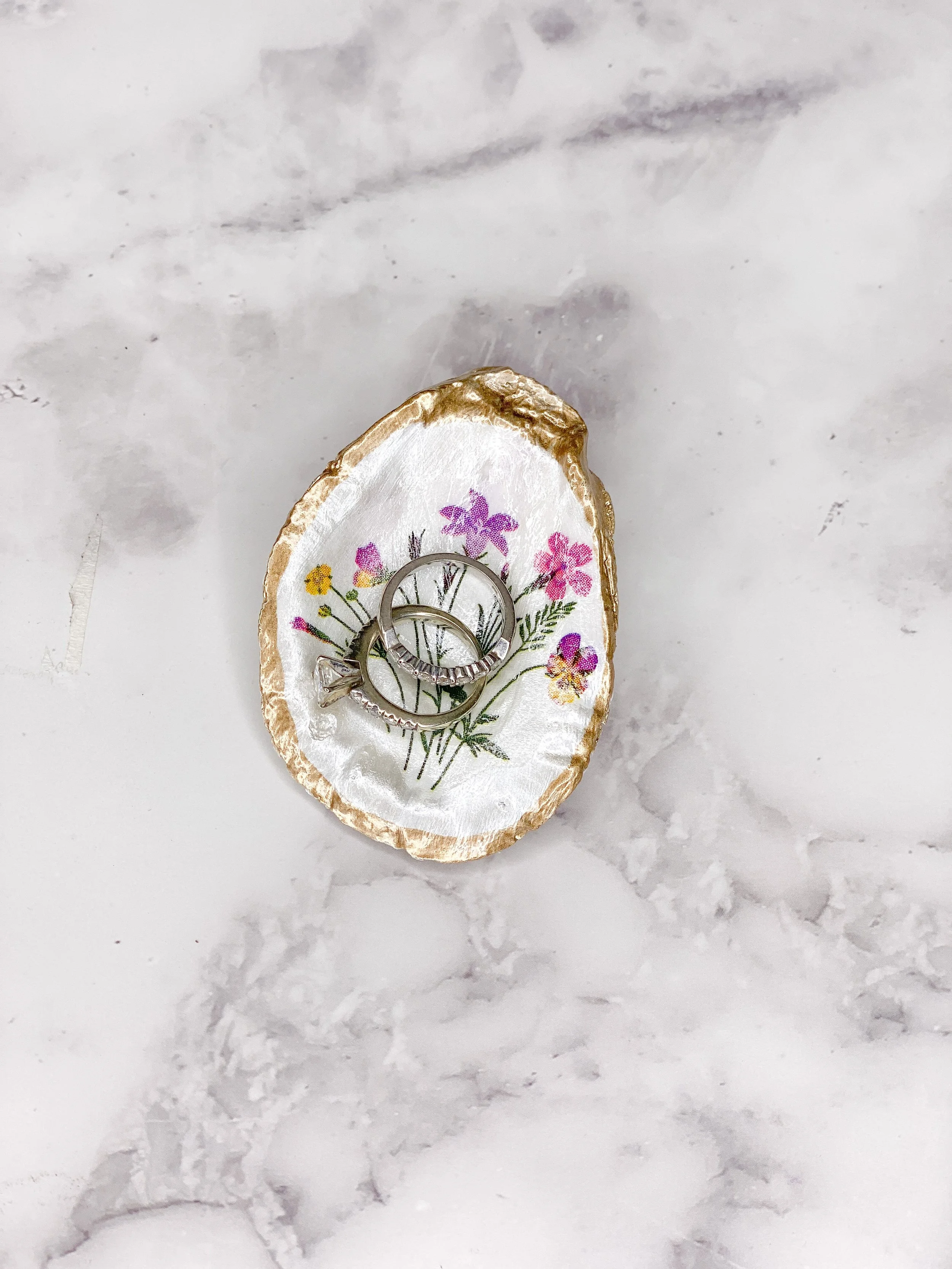 oyster shell decoupage trinket dish