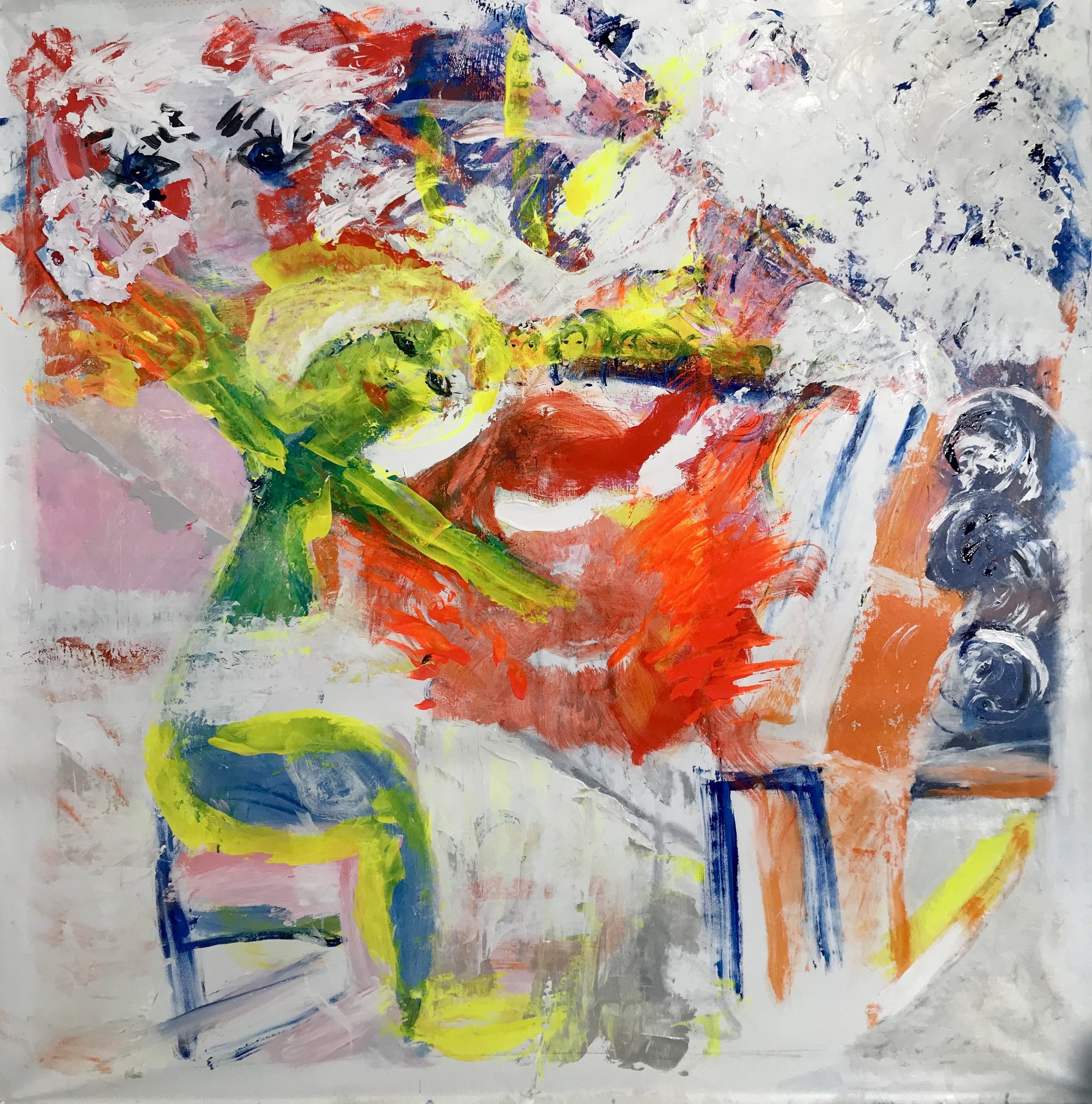Homage to Adriaen Brouwer……sort of
56” x 57”
Acrylic and mixed-media on canvas