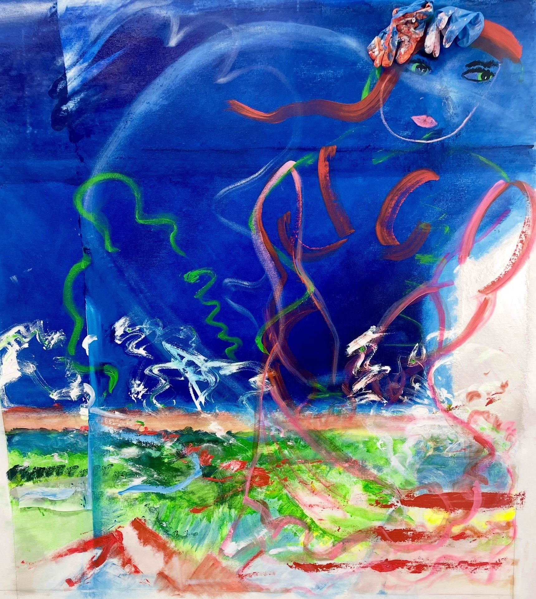 Blue Woman 1  
55”x 49”  
Acrylic & mixed media on canvas