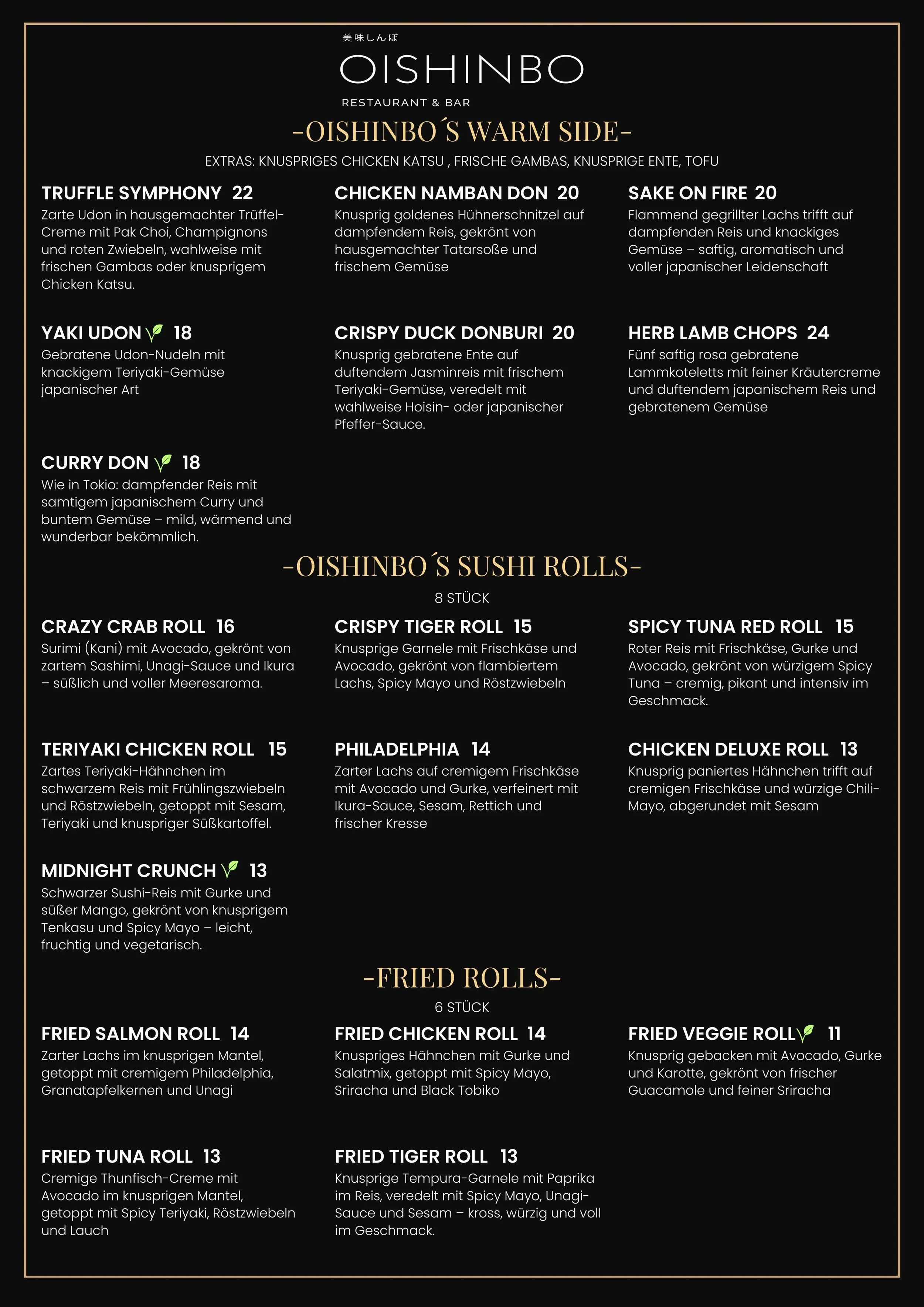 OISHINBO Warme Speisen + Sushi