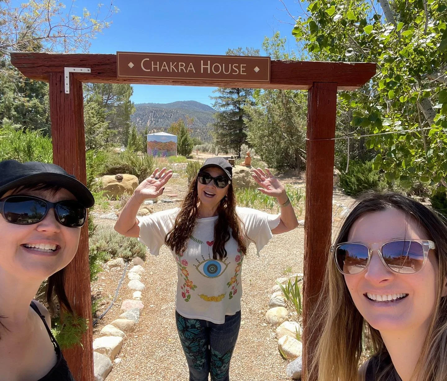 Dr. Ava entering the Chakra Torri Gate with Paula & Andrea