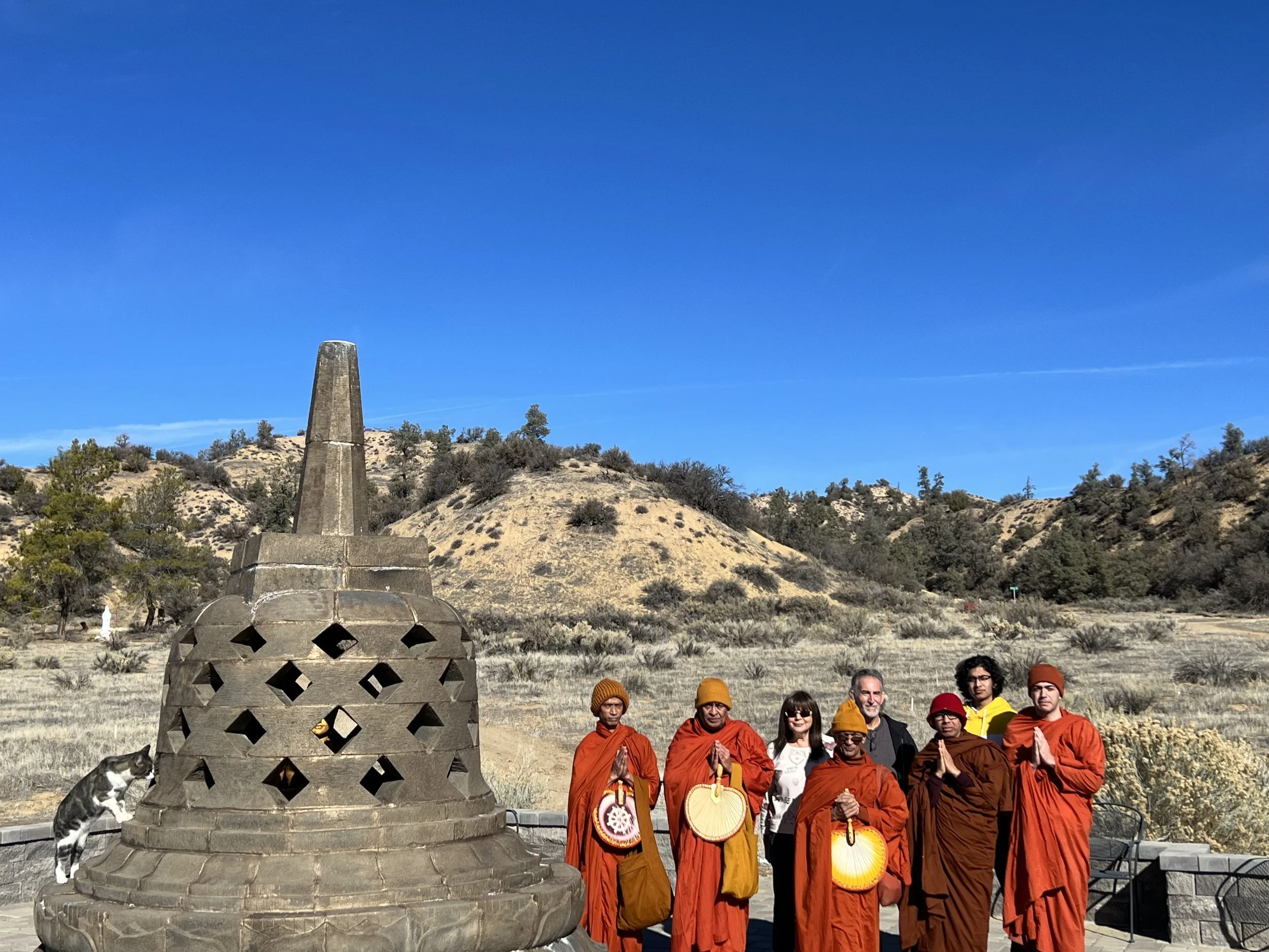 Dr. Ava & Chef Jeff join the Buddhist Monks for a Walking Meditation around the Stupa