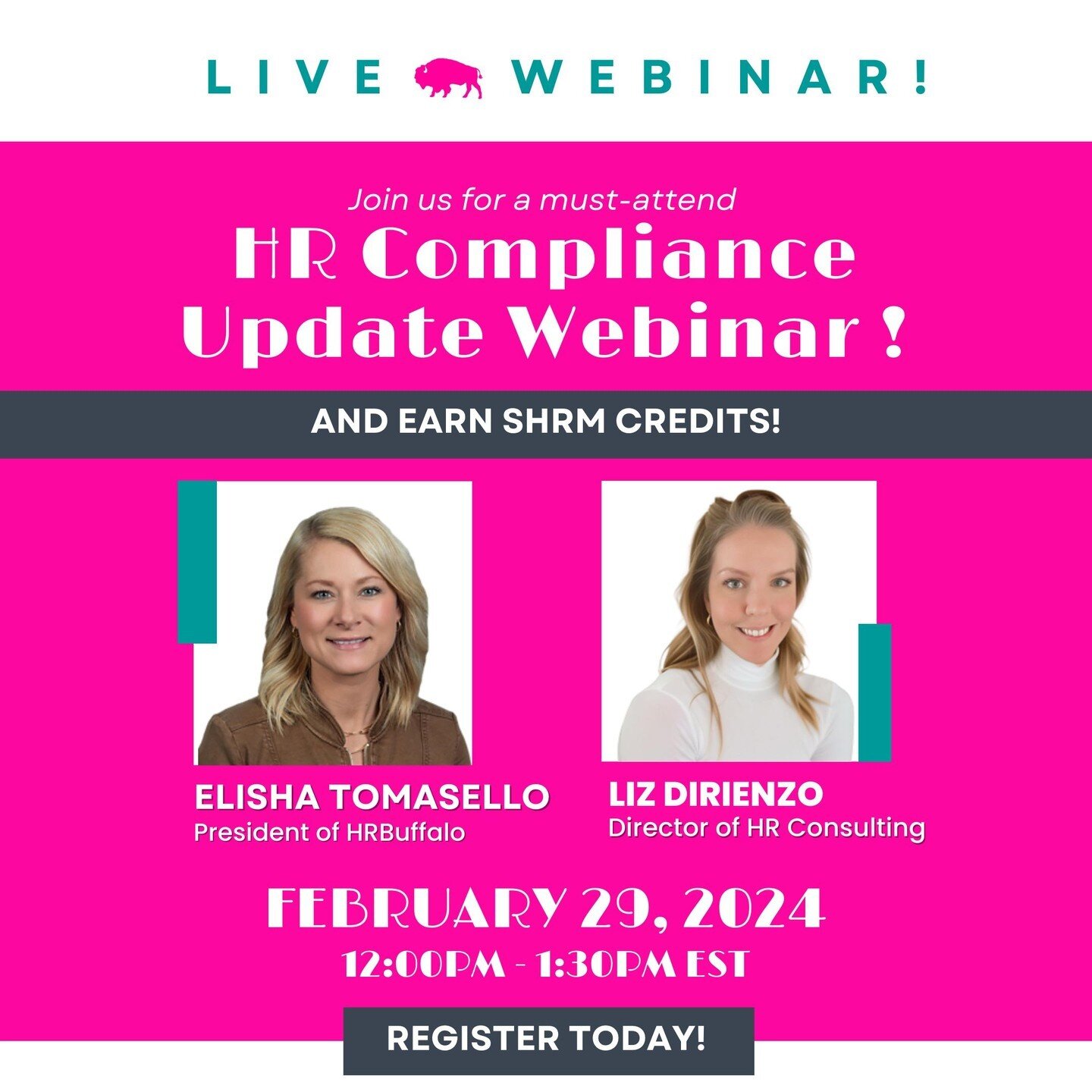 📢 Enhance your HR expertise and earn SHRM credits with our HR Compliance Update Webinar! Join us as we dive deep into exploring the latest compliance updates. 

Webinar Topics: 
➡️ Social media access restrictions 
➡️ Minimum wage changes 
➡️ Pay tr