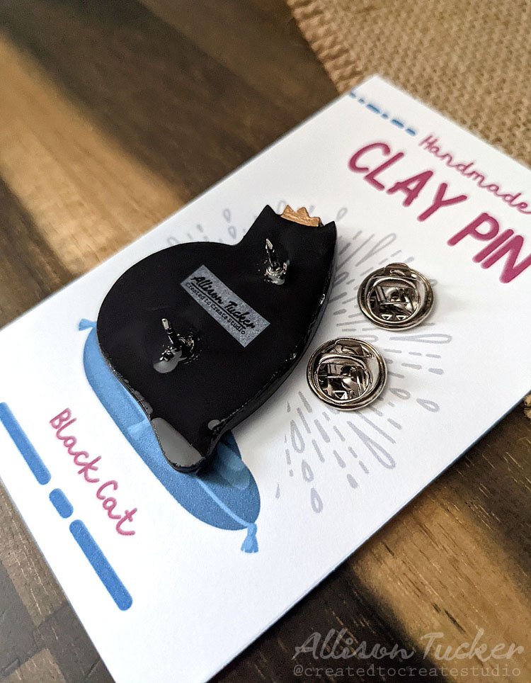Black Cat Handmade Polymer Clay Pin/Magnet Pin/Brooch/Badge