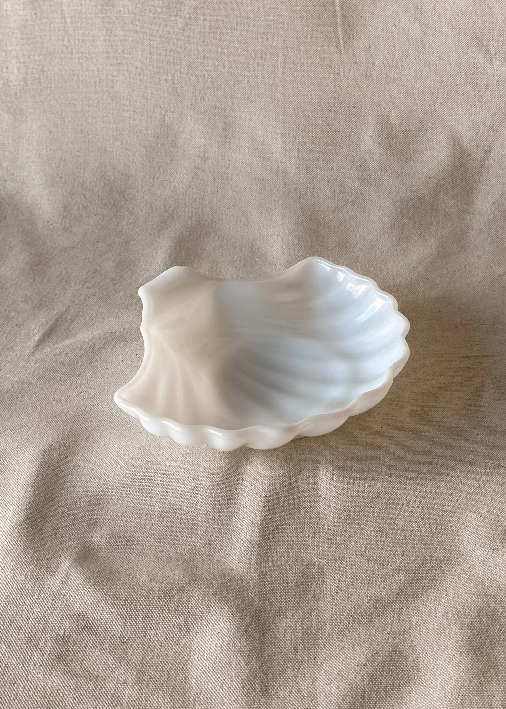 Milk Glass Shell Dish