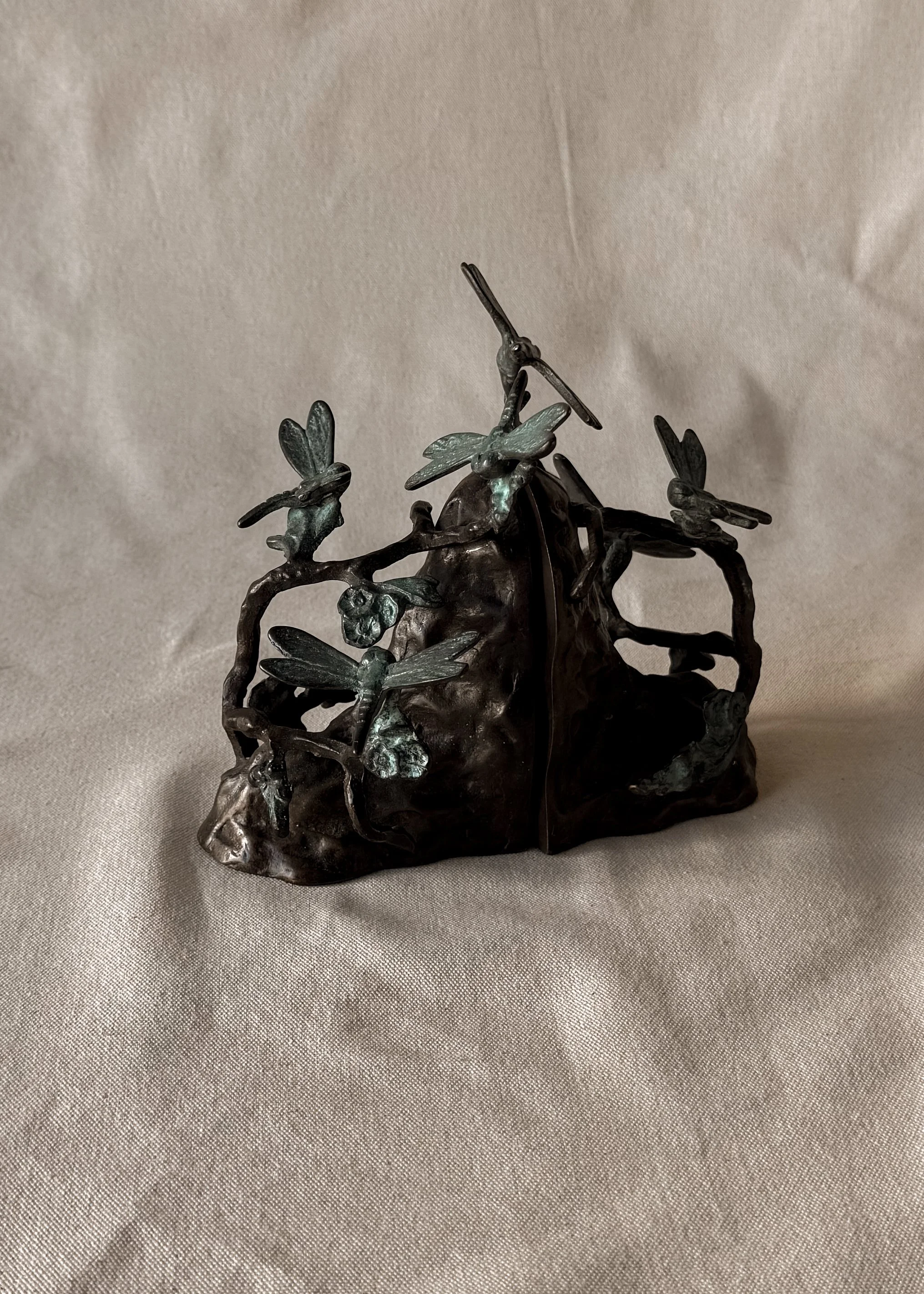 Brass and Verdigris Bookends