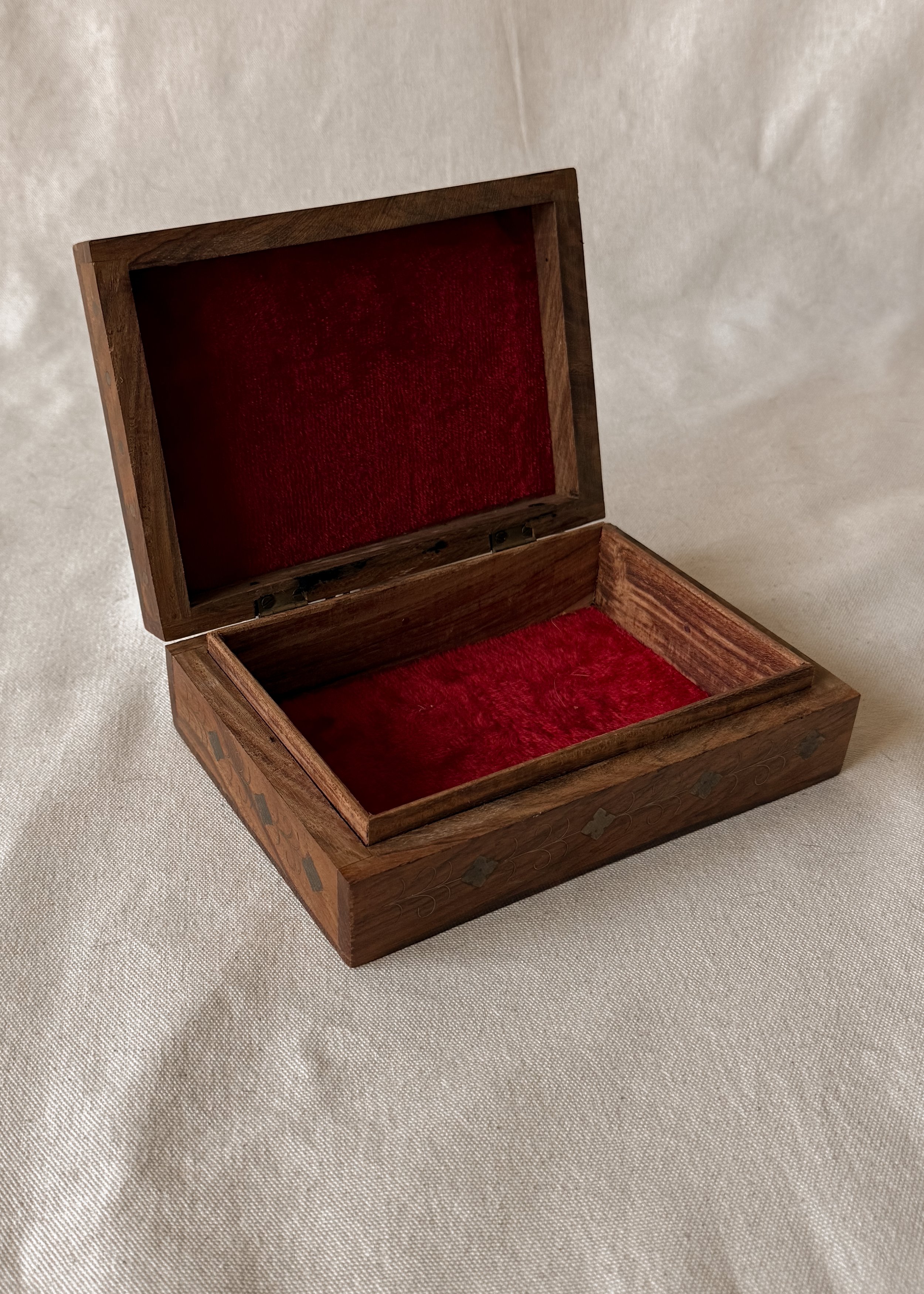 Wood Box w/ Brass Inlay