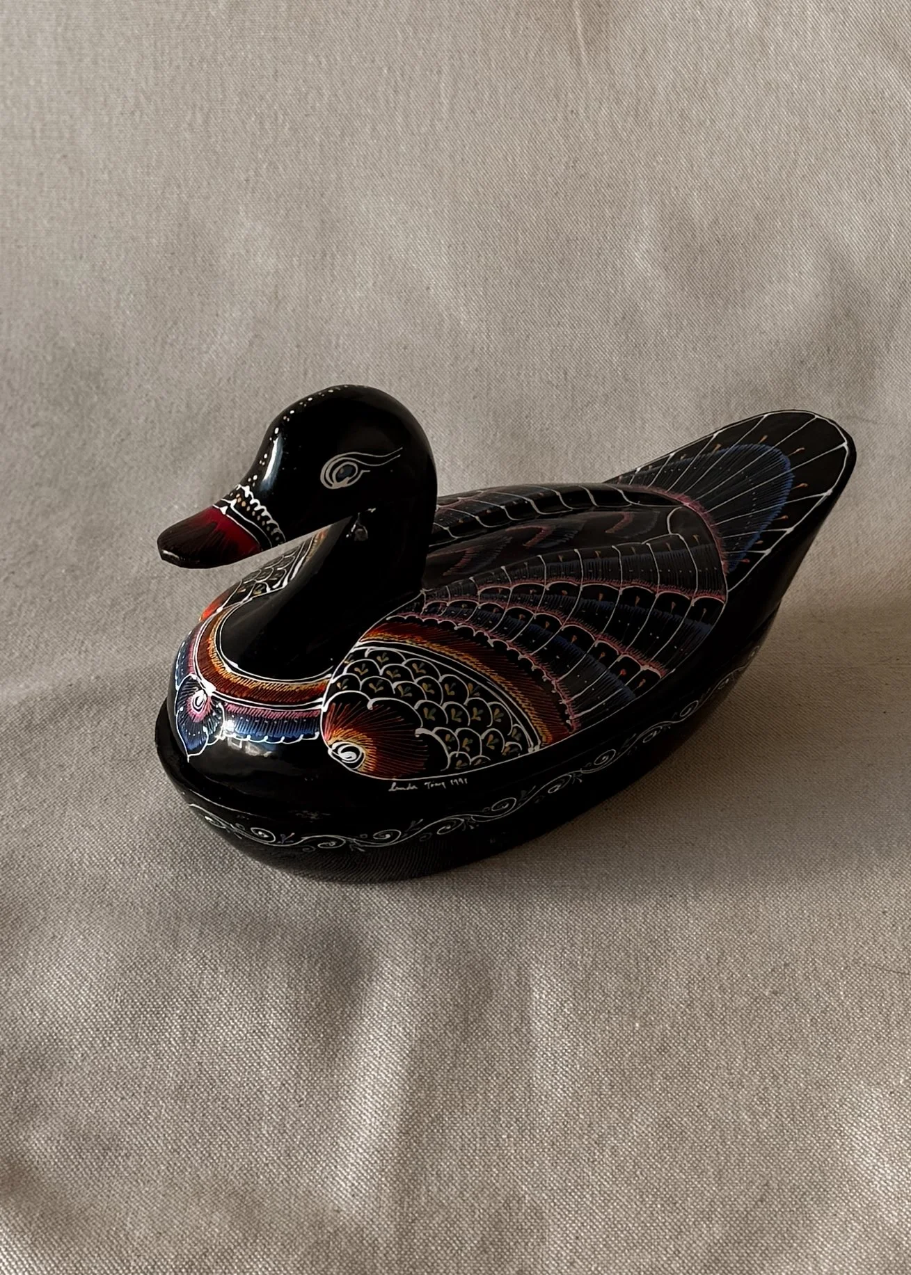 Hand-Painted Lacquerware Duck Trinket Box