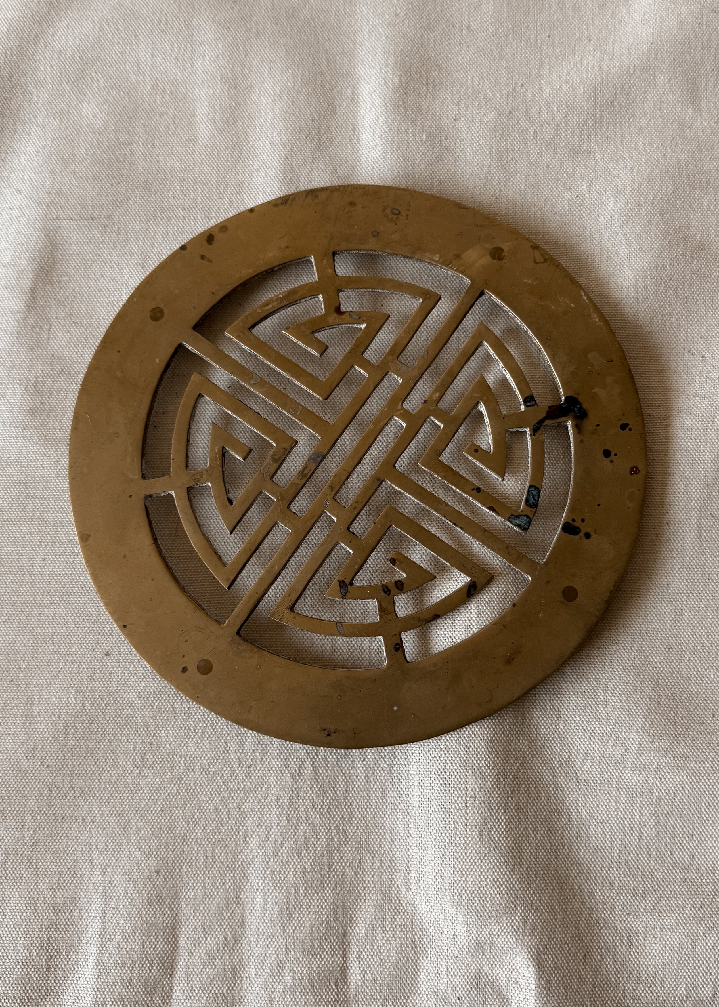 Chinese Symbol Brass Trivet