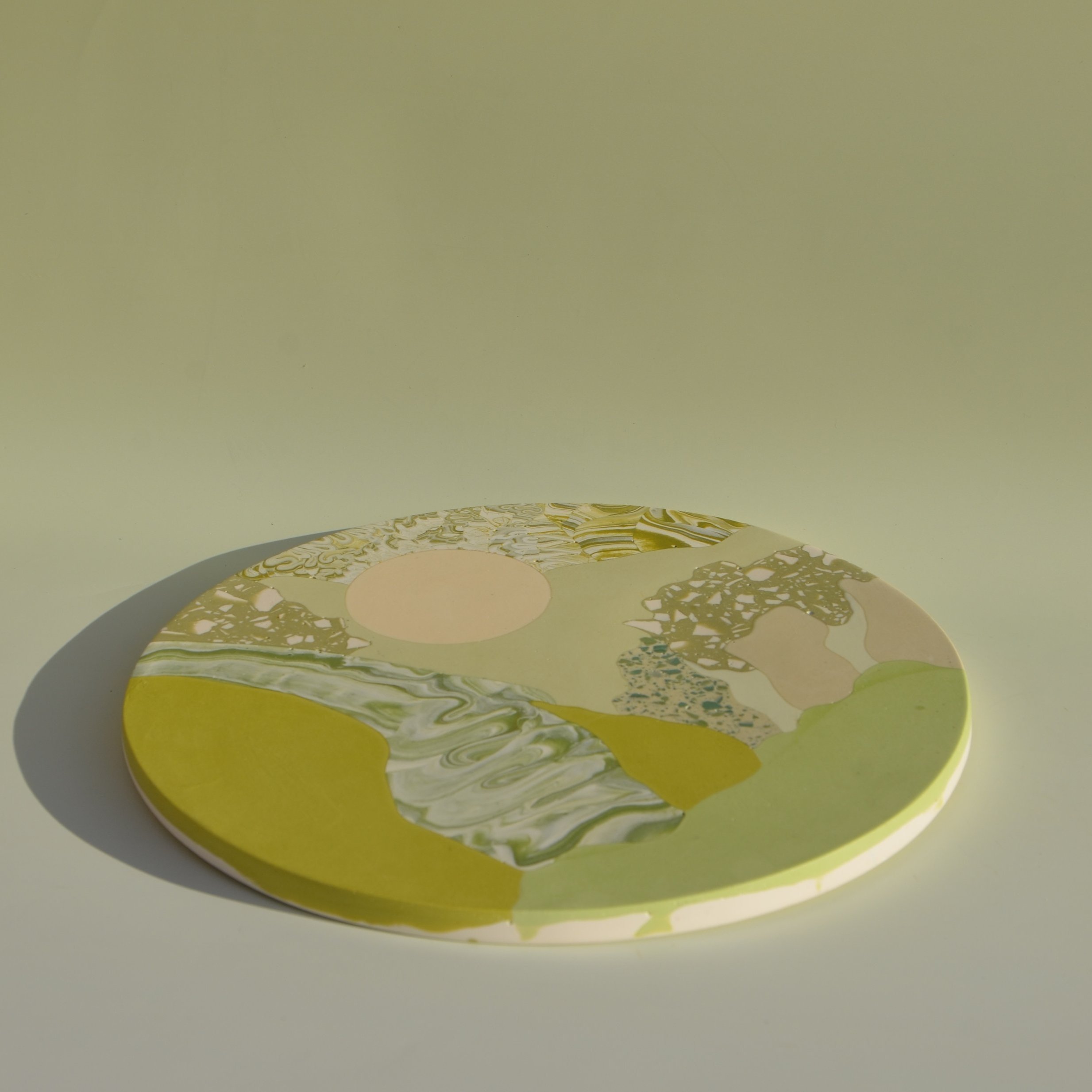 sunset tray in green from lower angle