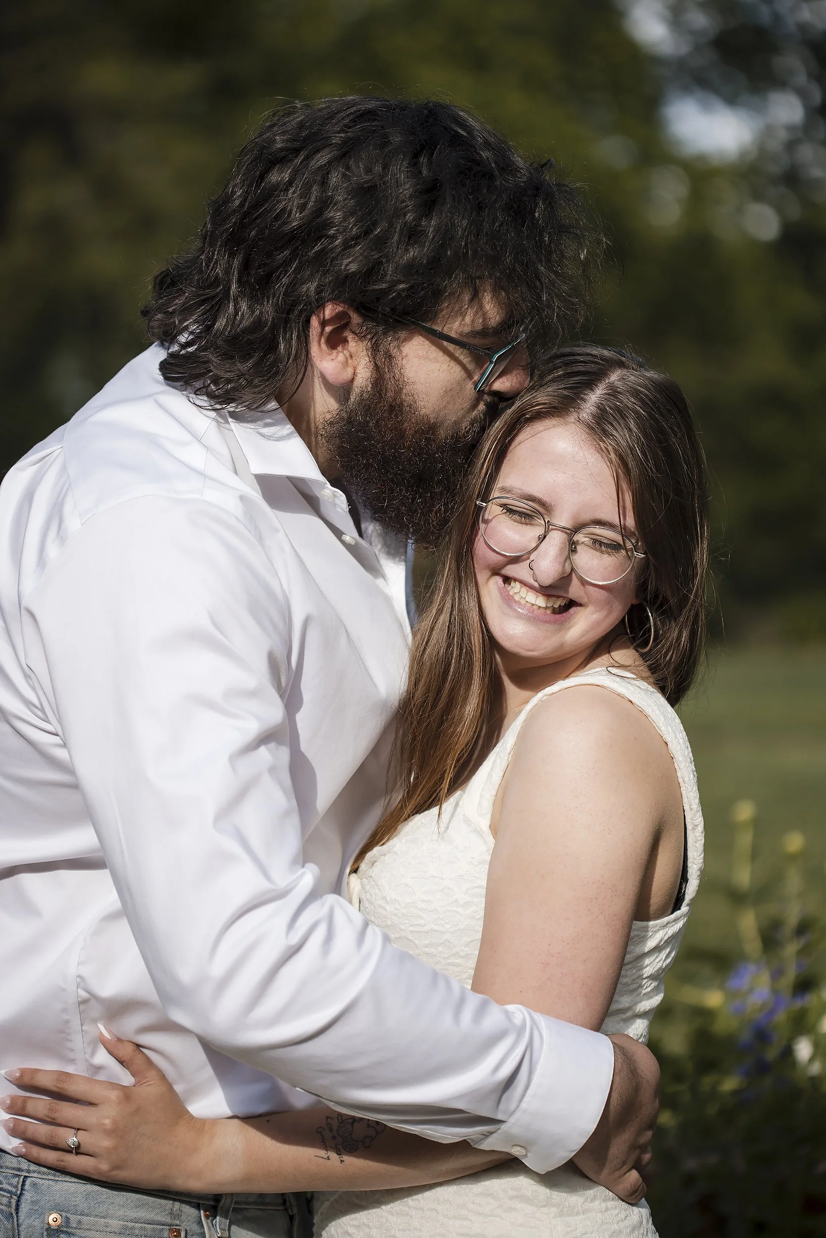 Man kisses Woman Engagement Portrait West Baden.JPG
