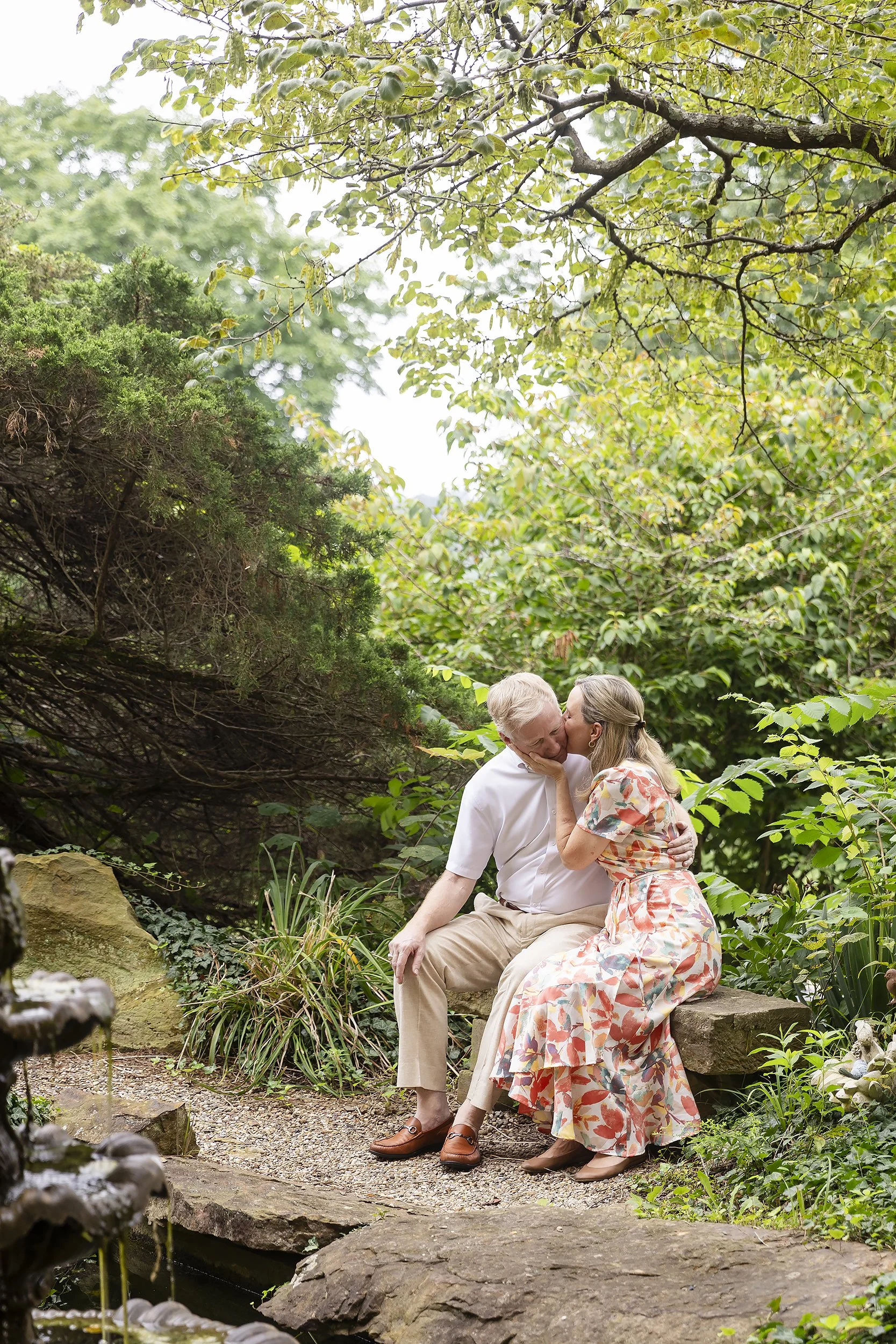Couple Embrace in rock Garden M=Saint Meinrad Engagement.JPG