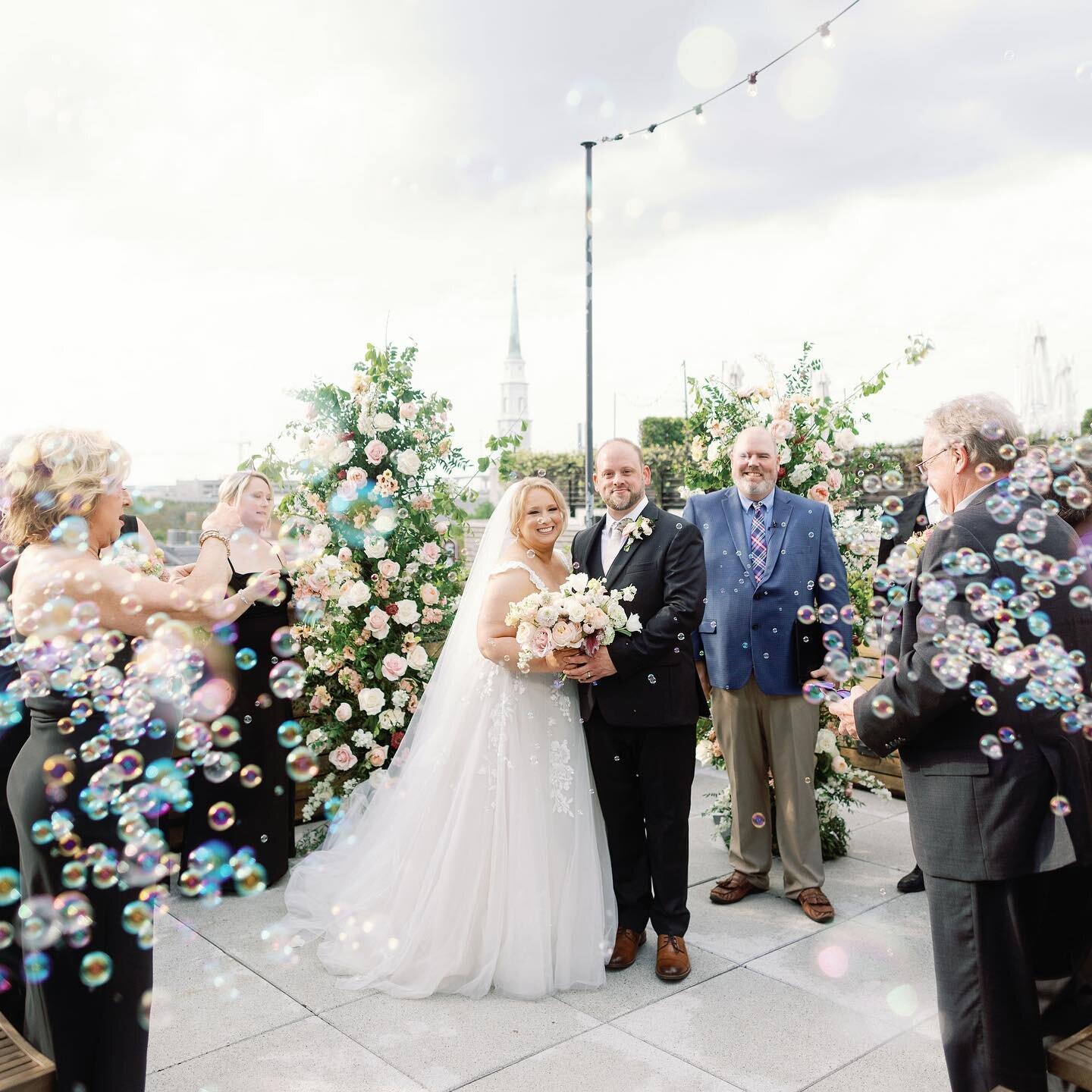 Stephanie&rsquo;s smile says it all! How could you not be over the moon surrounded by love, flowers, and bubbles?! 🤍🌸🫧

Photographer | @izzyhudgins 
Florals | @marbleandpine 
Venue | @perrylane_weddings 
Dress | @ivoryandbeau 
HMU | @beyondbeautif