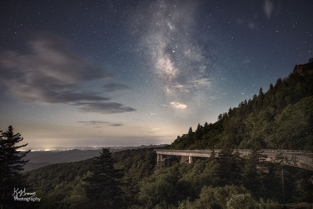 Milky Way rising over Linn Cove Viaduct