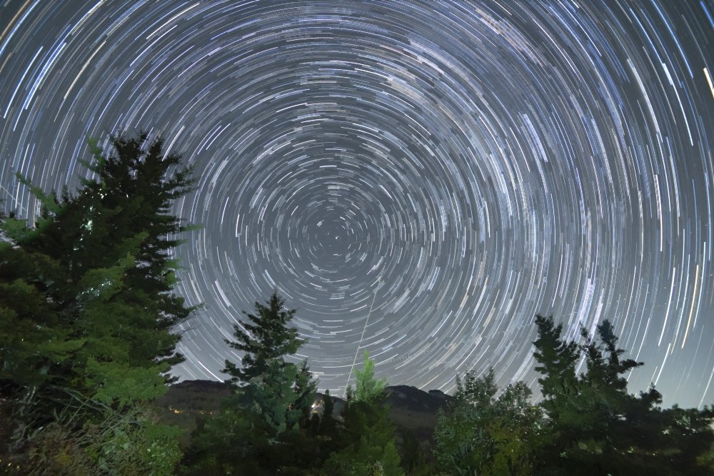 Stars circle the North Star at Grandfather Mountain