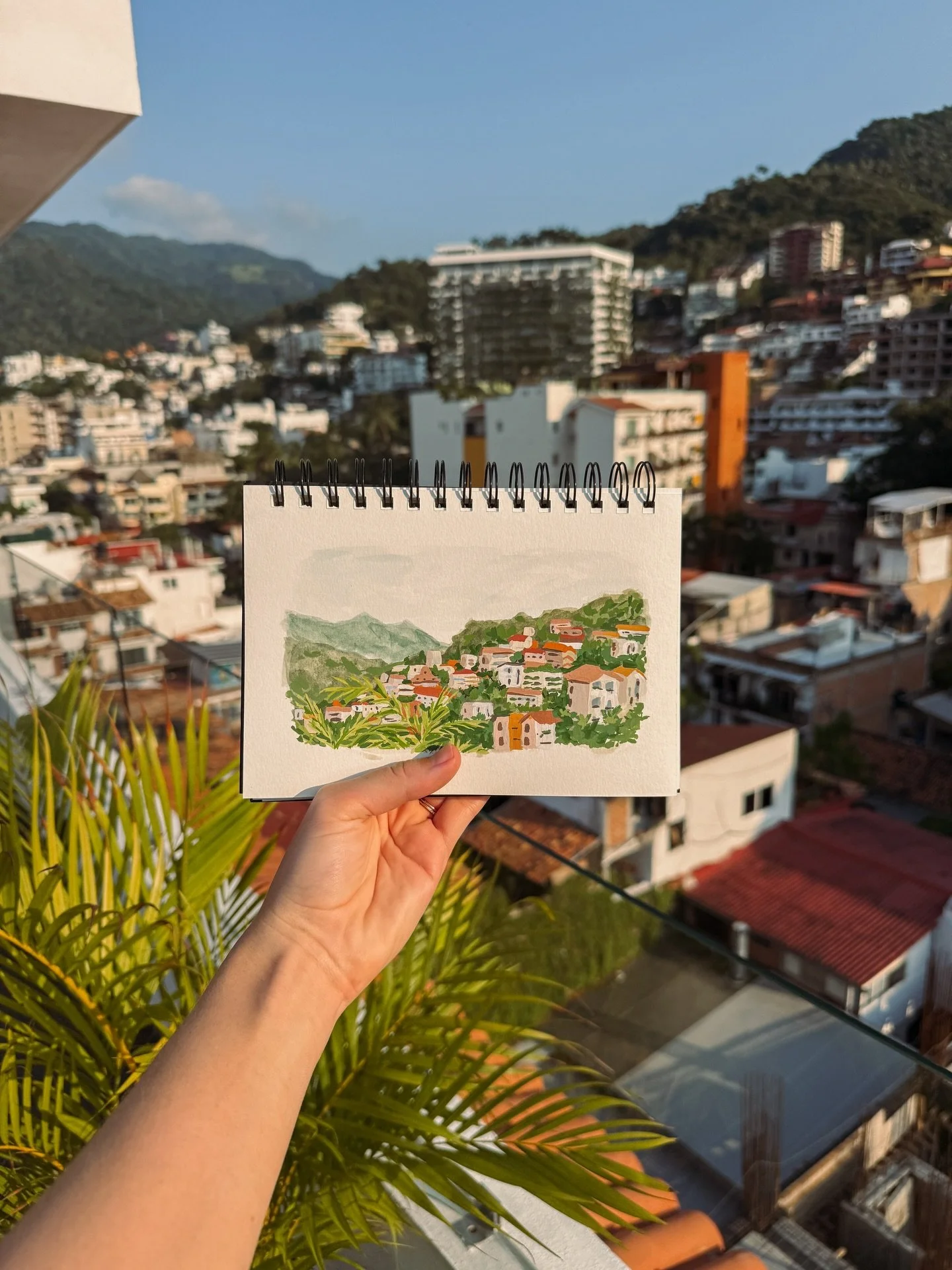 little watercolor/gouache study! sat on the rooftop of our airbnb and painted &mdash; the first session I felt completely lost painting the buildings, and the second session I relaxed a little bit and had fun adding little details.

I&rsquo;m finding