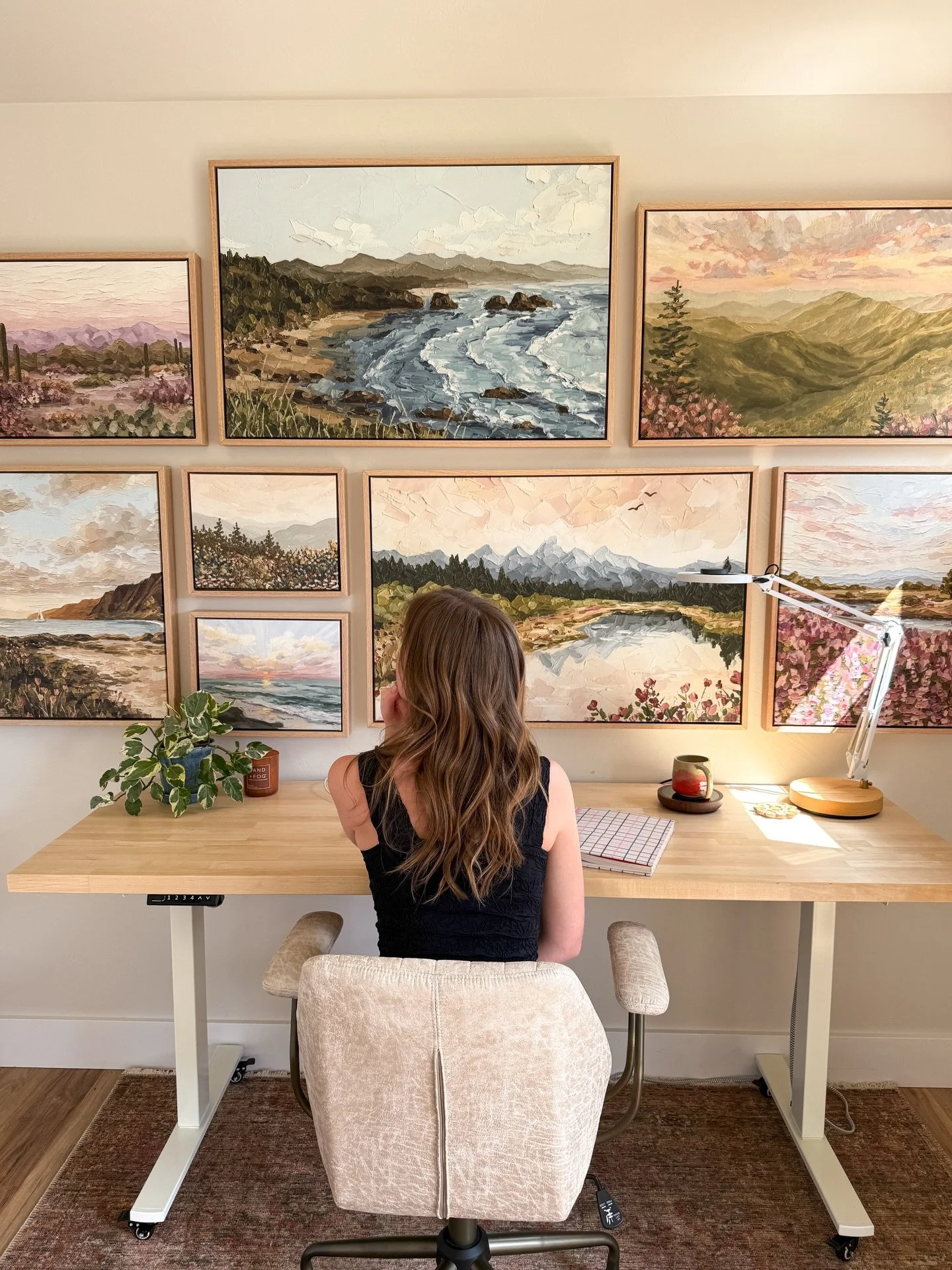 the new gallery wall is up🤩 I&rsquo;m so excited about it!!

we decided to switch out the old one with more updated prints (and frame them!) and the studio felt so sad during the in between time haha. very happy to have a colorful wall again :)

all