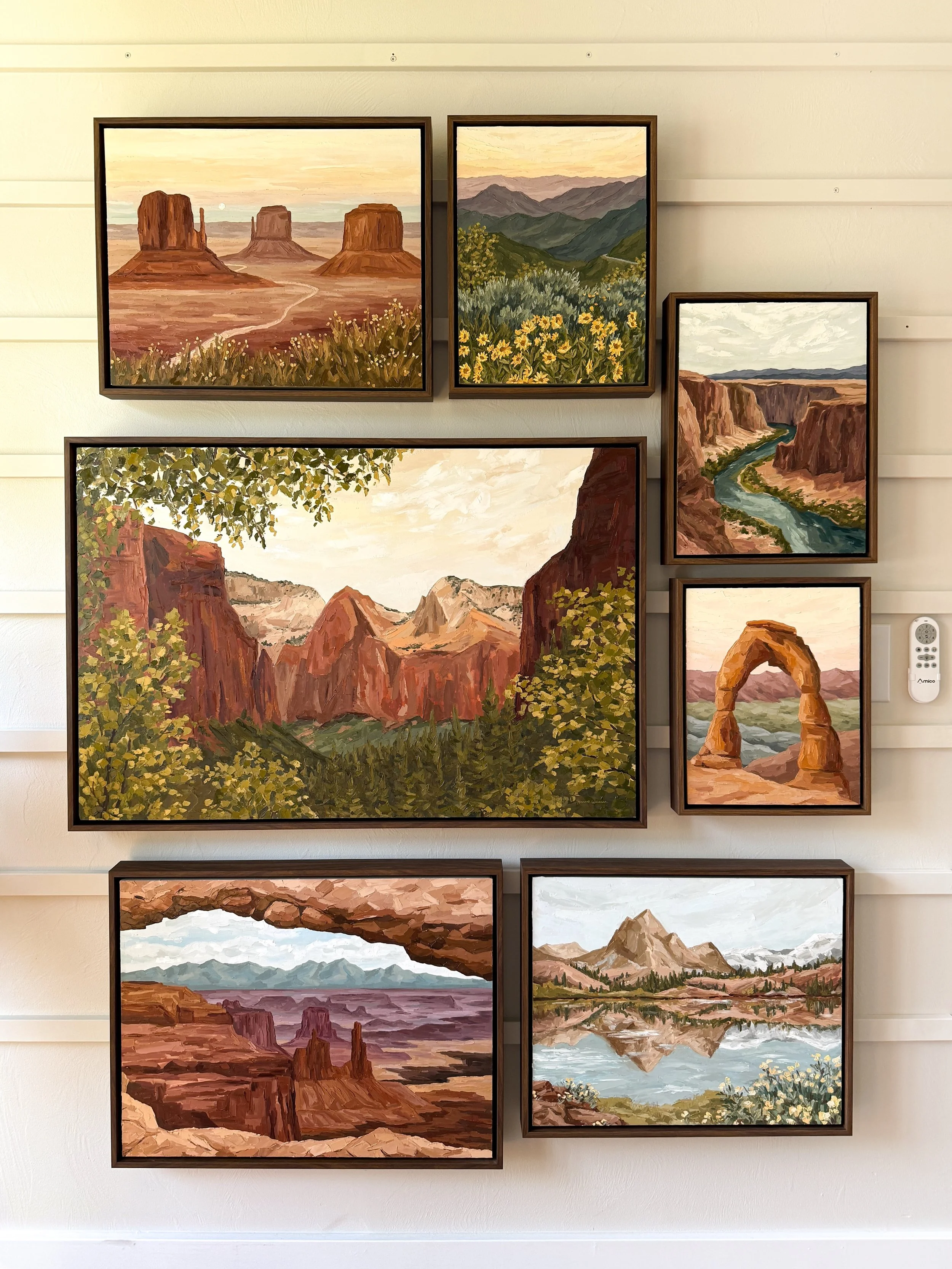 THE UTAH COLLECTION🥹🌲🏜️🤸🏼&zwj;♀️🌻⛰️ available tomorrow!!

spent all summer working on it, can&rsquo;t believe it&rsquo;s finally done!! some of the largest paintings I&rsquo;ve worked on to date. which one is your fav?!

shoutout to those who v