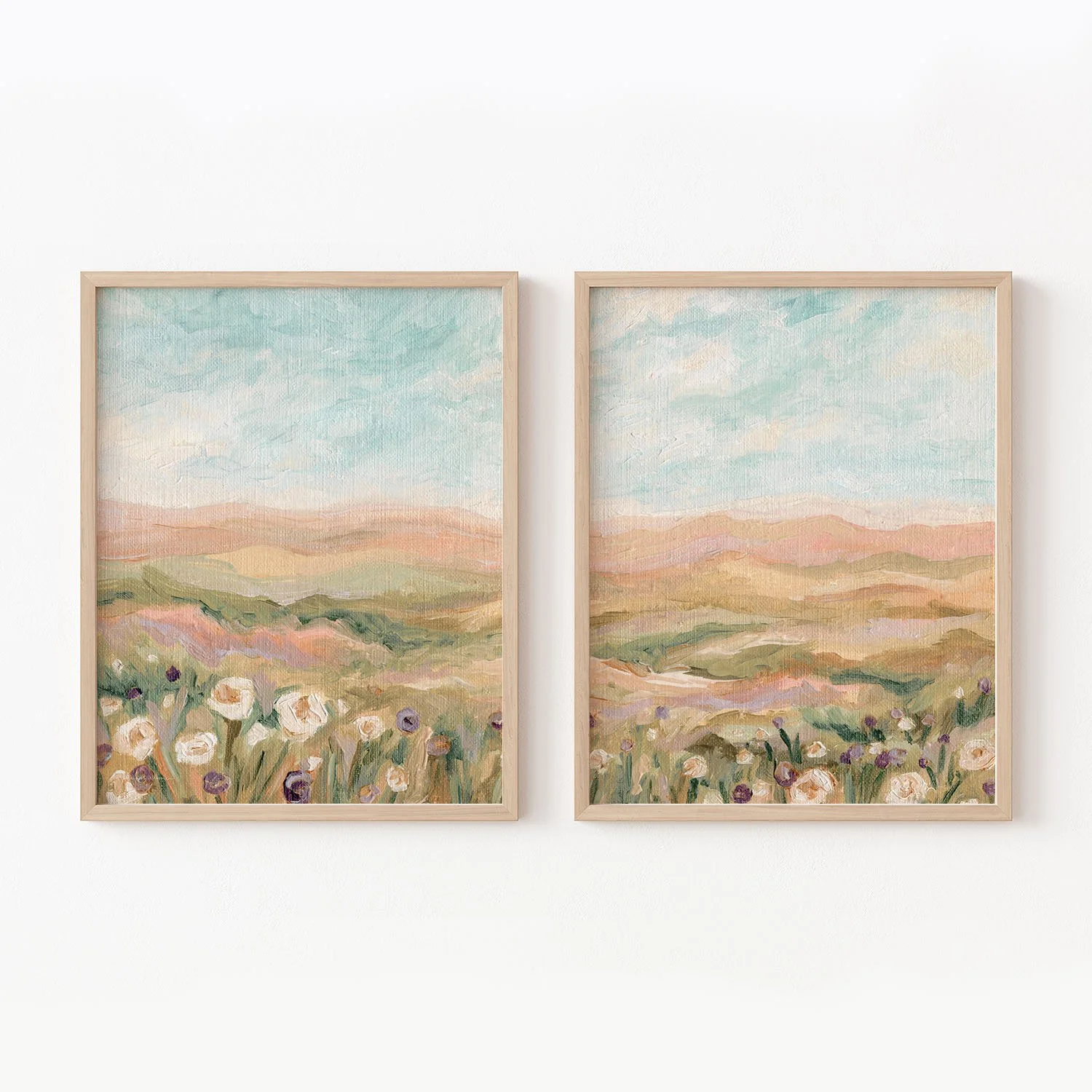 "Fields of Blooms" Diptych