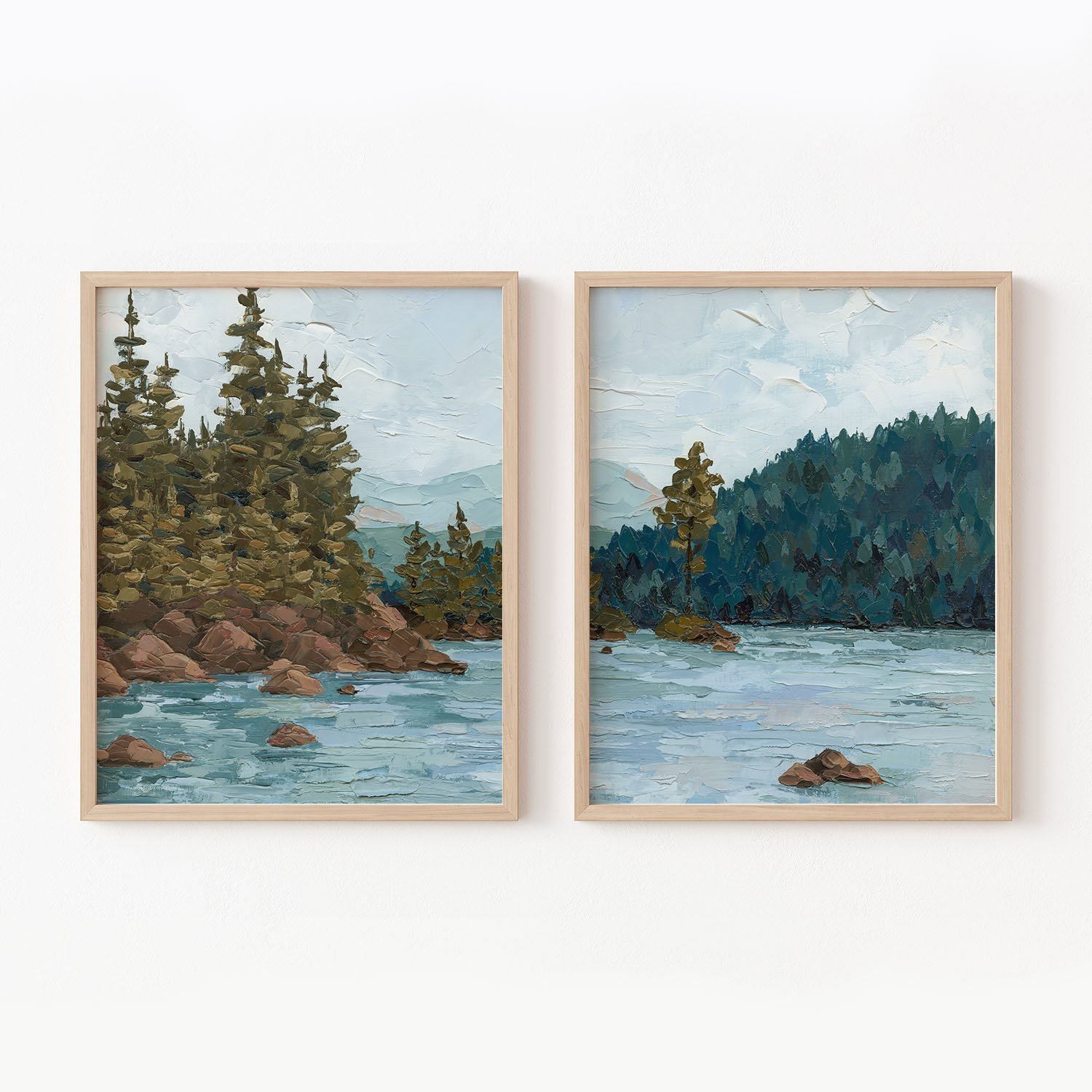 "Alpine Lake" Diptych