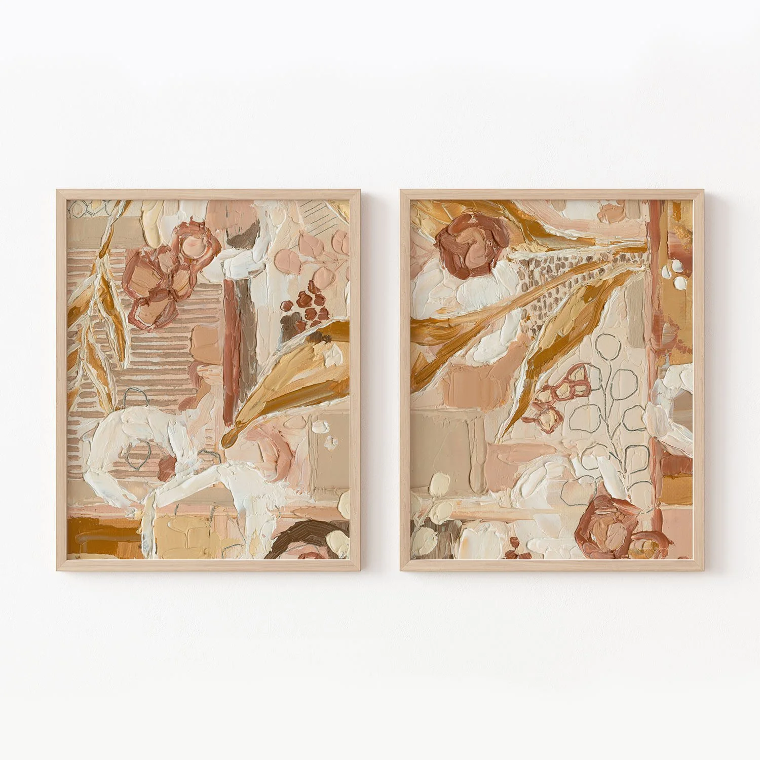 "Peaches and Cream" Diptych