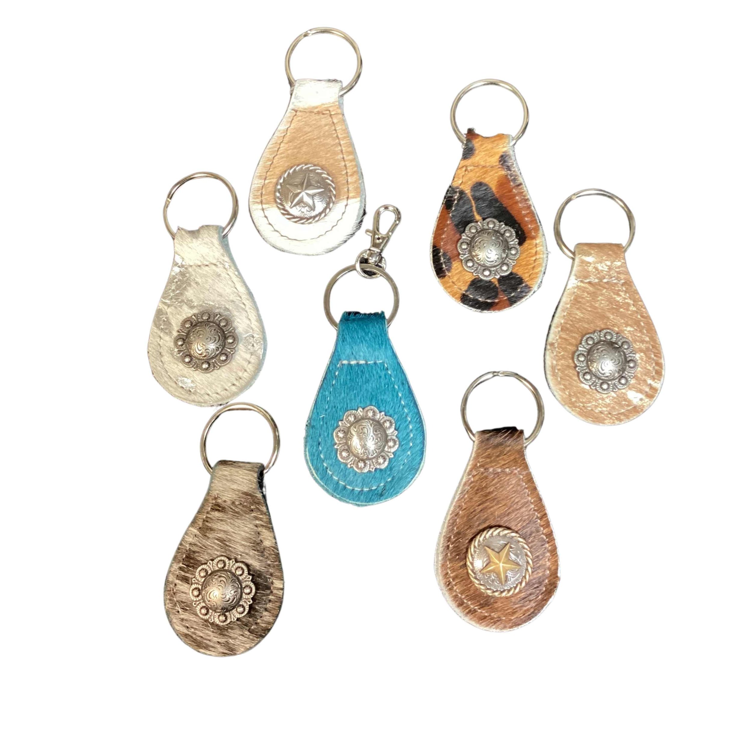 Cowhide Concho Keychain JHJ02