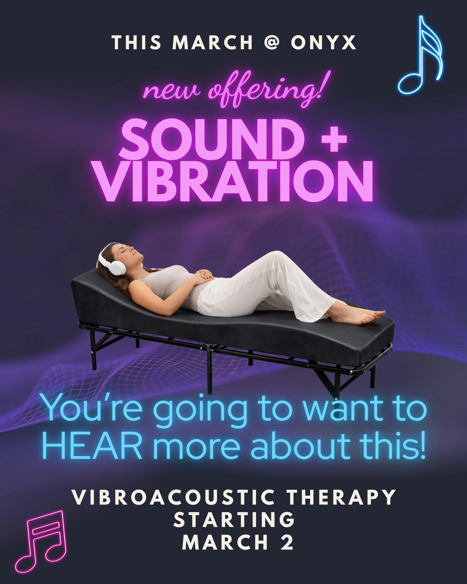 We have a NEW offering that we think you're going to love! Introducing Vibroacoustic Therapy! You can access a deeply restorative experience designed to help your nervous system reset, recharge and balance.

Sessions Opportunities:
✨ 30 minute VAT
✨ 