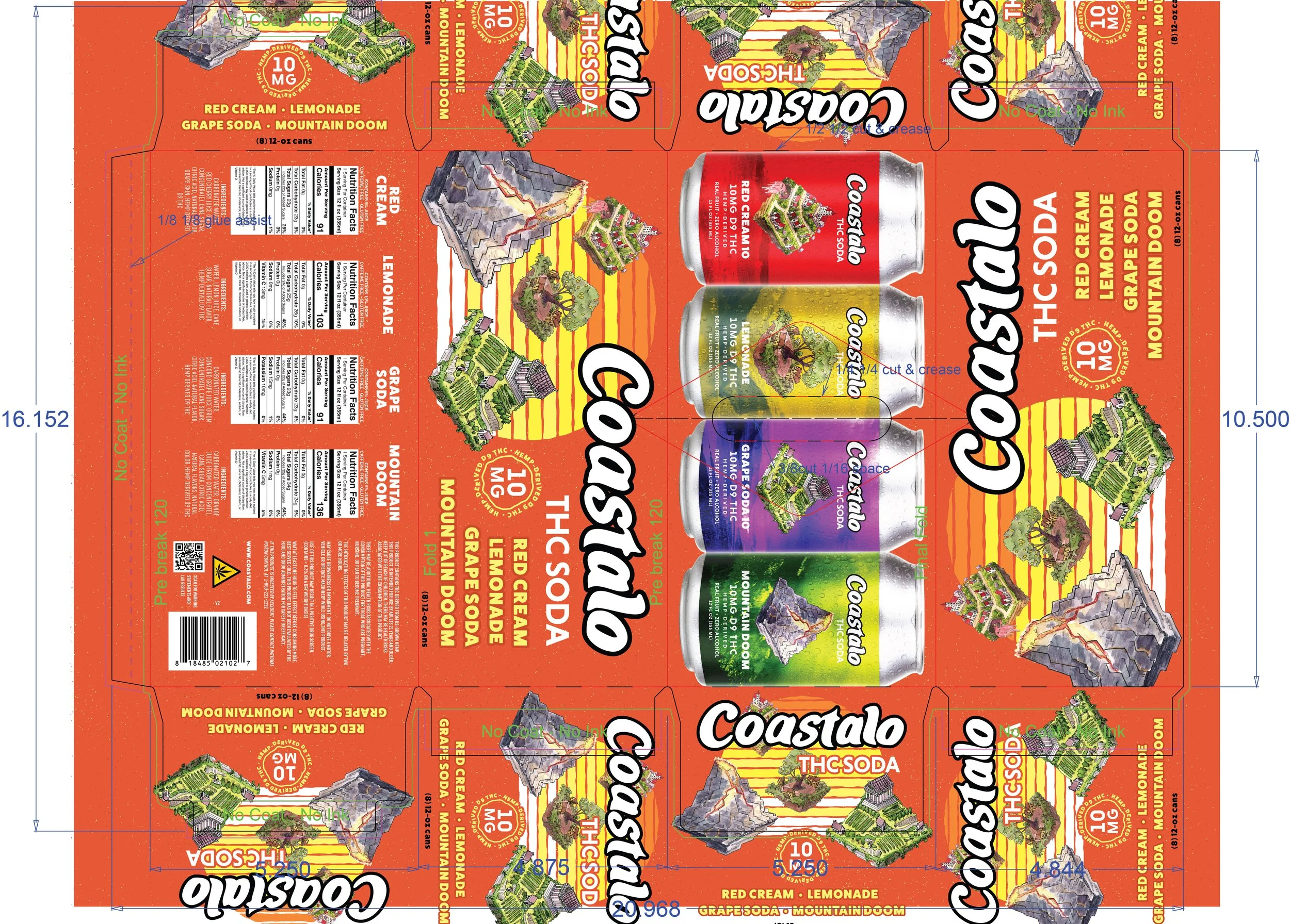 Coastalo THC Soda Packaging Design