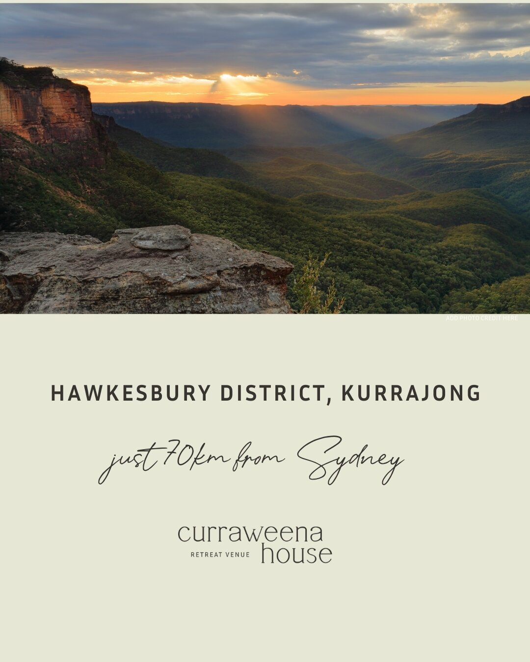 Are you a Retreat Leader in Sydney?⁠
⁠
If you are looking for a retreat venue a little closer to Sydney, how about Kurrajong?⁠
⁠
Located at the foothills of the Blue Mountains - Kurrajong is 70km from Sydney. ⁠
⁠
Curraweena House Retreat Venue is the