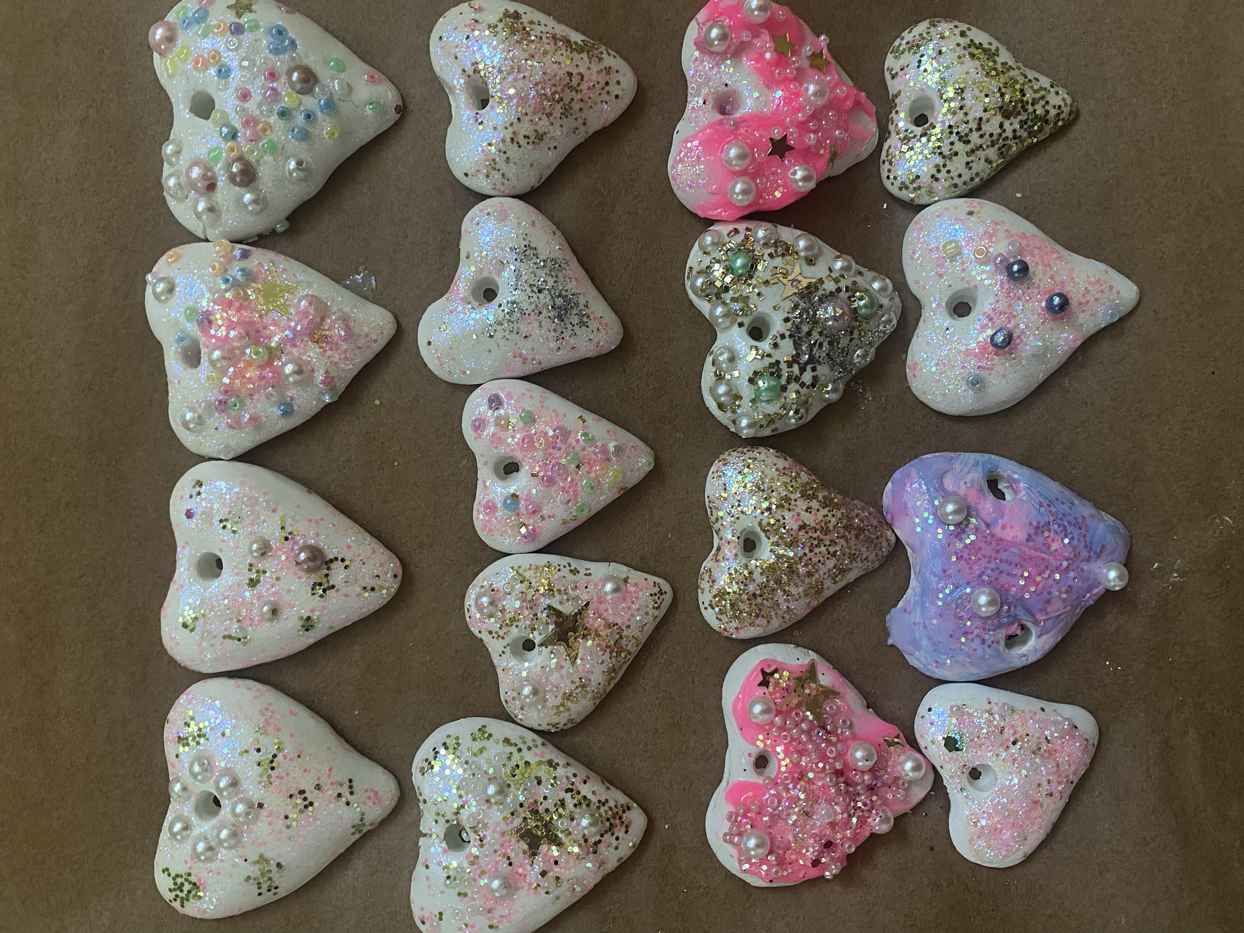little hearts made of clay