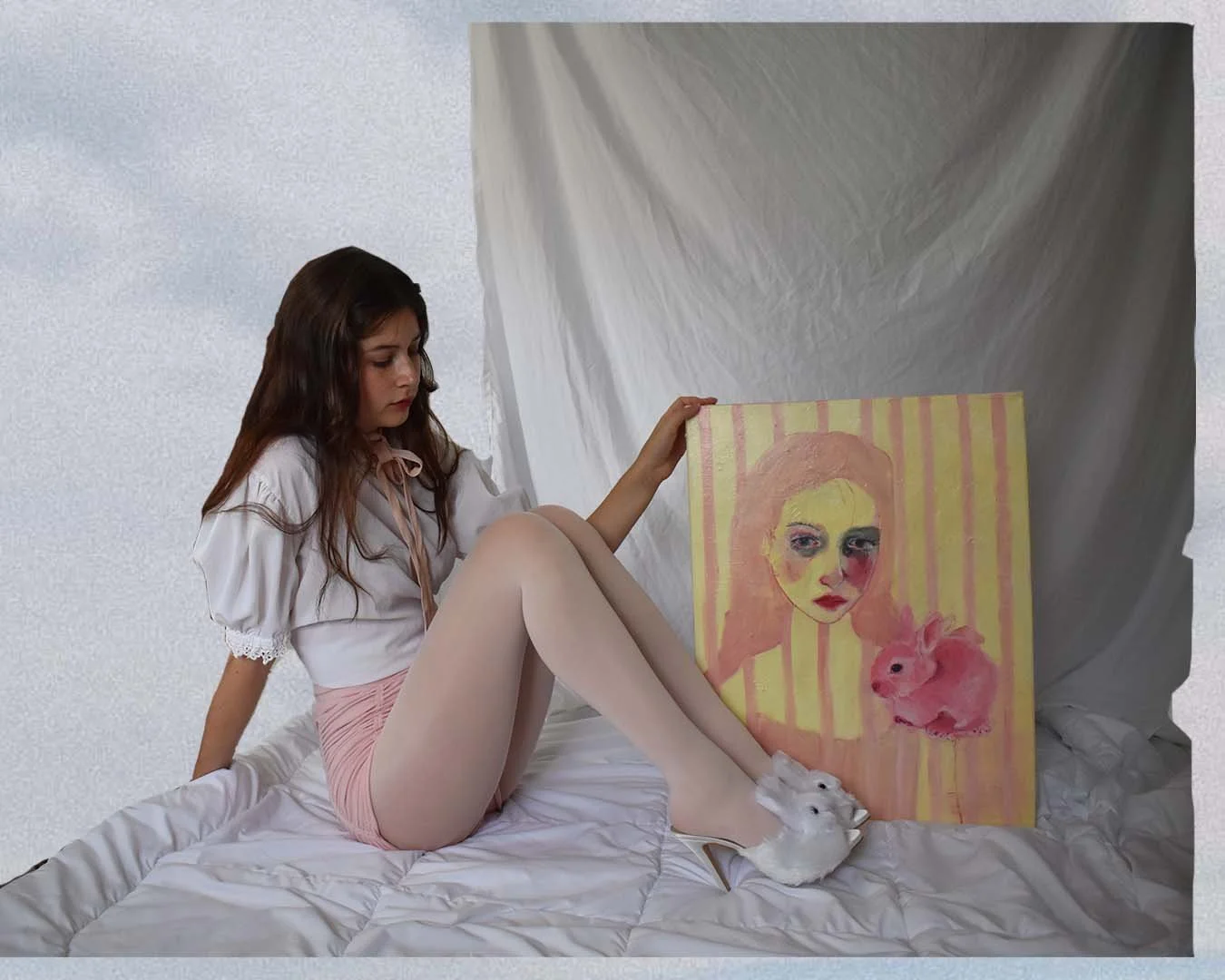 me in the clouds with bunny heels