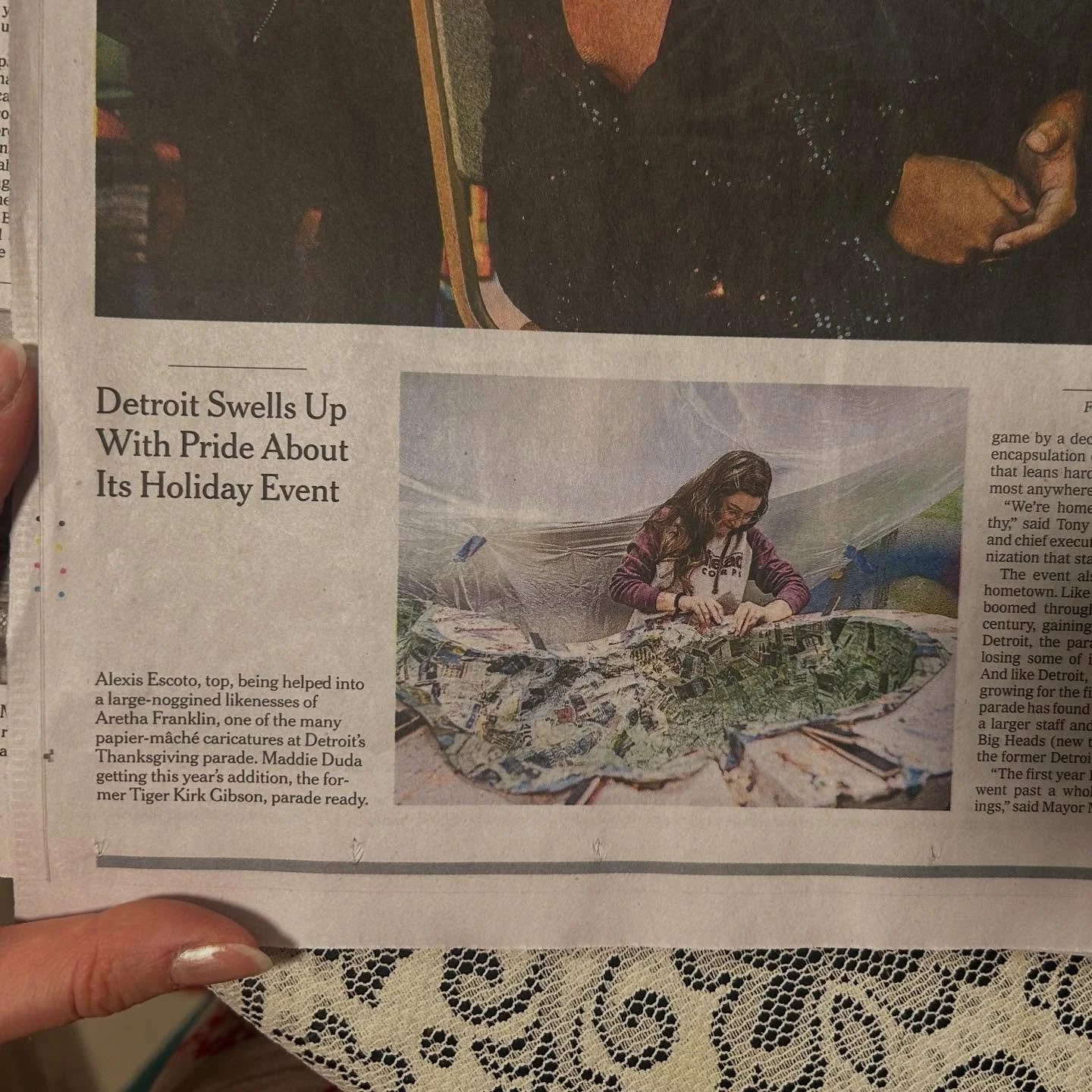 didn&rsquo;t make an official post about this yet (i&rsquo;m a bit late to by now) BUT I was featured in the New York Times for my work at the Parade Company with the paper mache Big Heads! so so proud of the Parade for being featured front page!!!! 