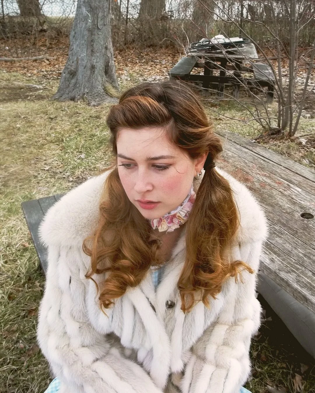 💐💐 flower choker made from scrap fabric and @jeffreycampbell boots 

by the lake, pretending it is warm out&hellip; capturing the classic midwestern doom that is March in Michigan

📸 @sophierduda
