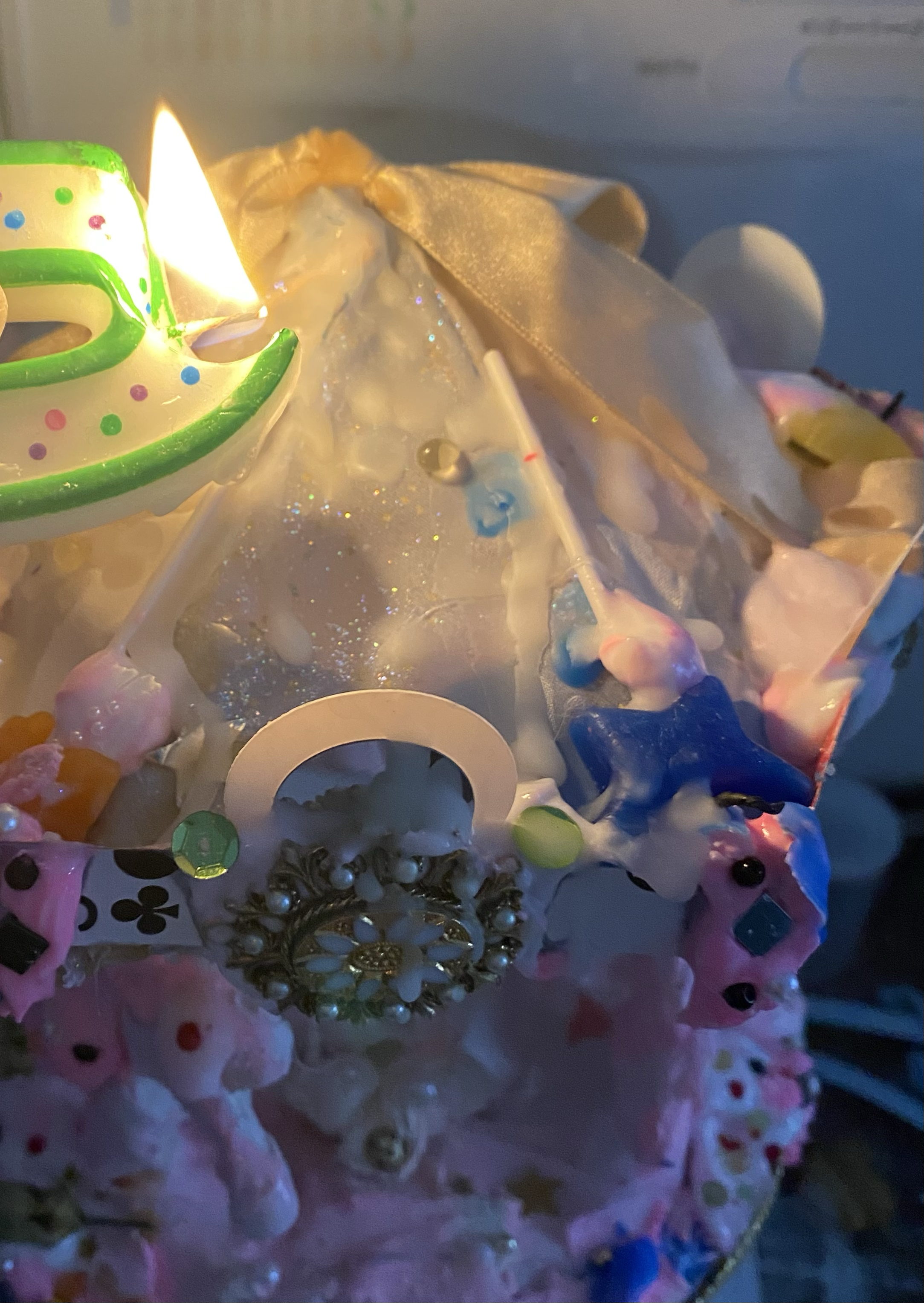 melting candle wax onto my carousel sculpture