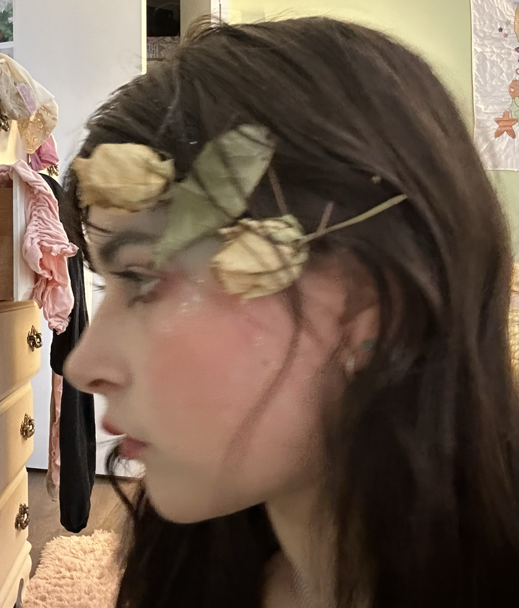 me with dried flowers in my hair
