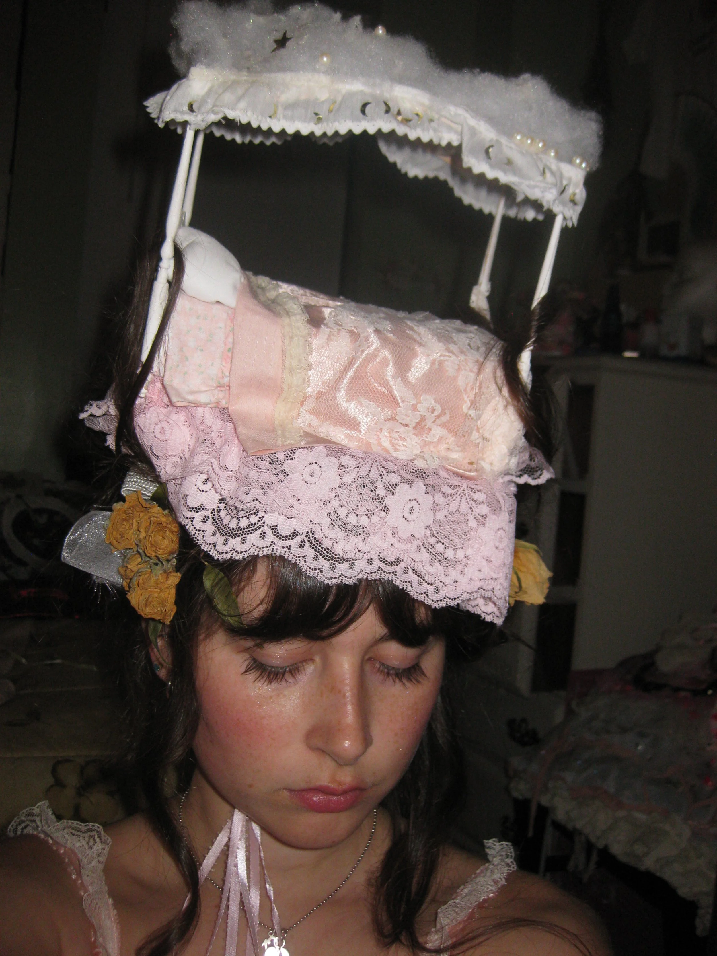 the second time I put the dollhouse bed on my head