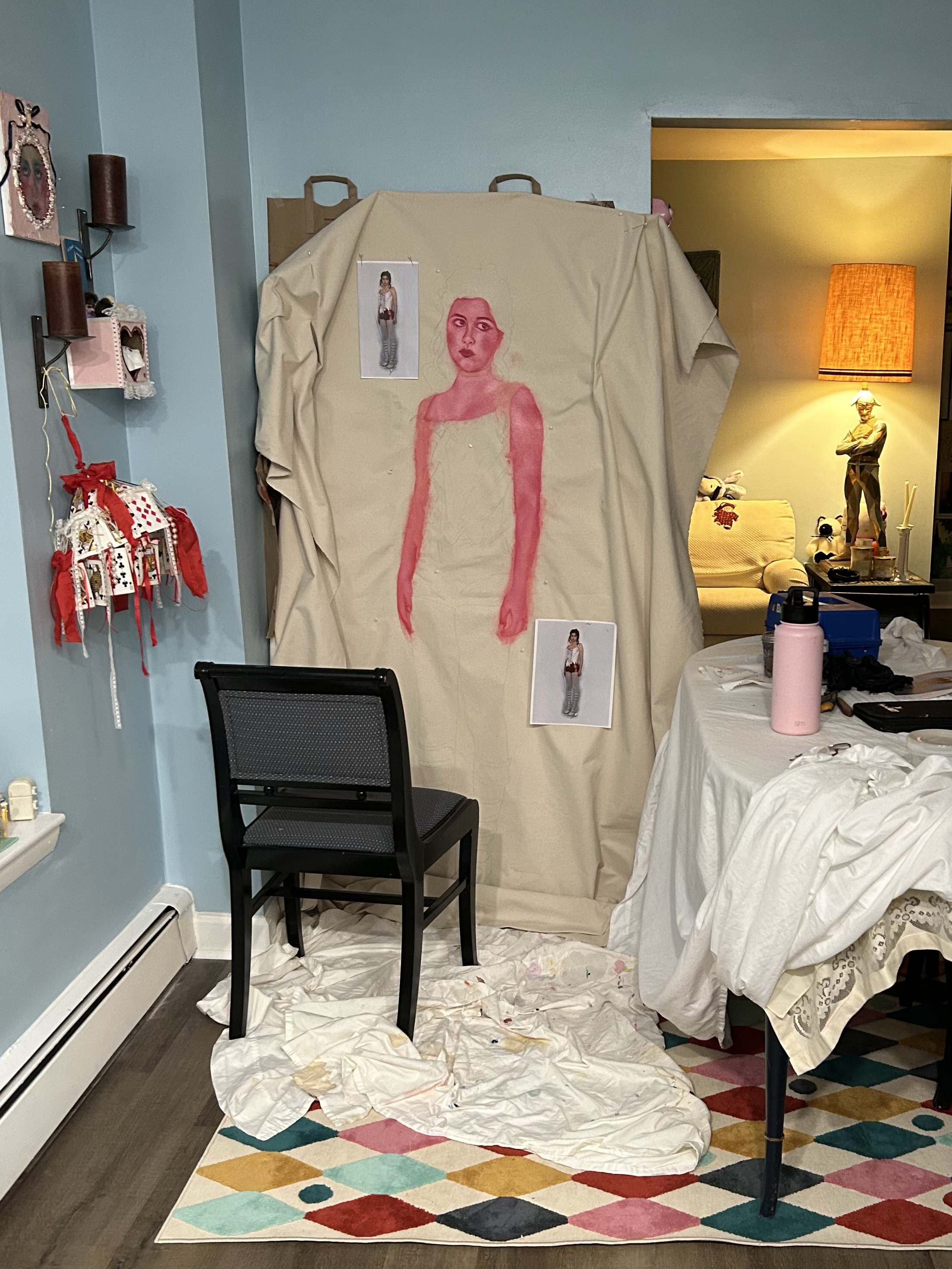 when I took over the kitchen to paint a life-sized self portrait