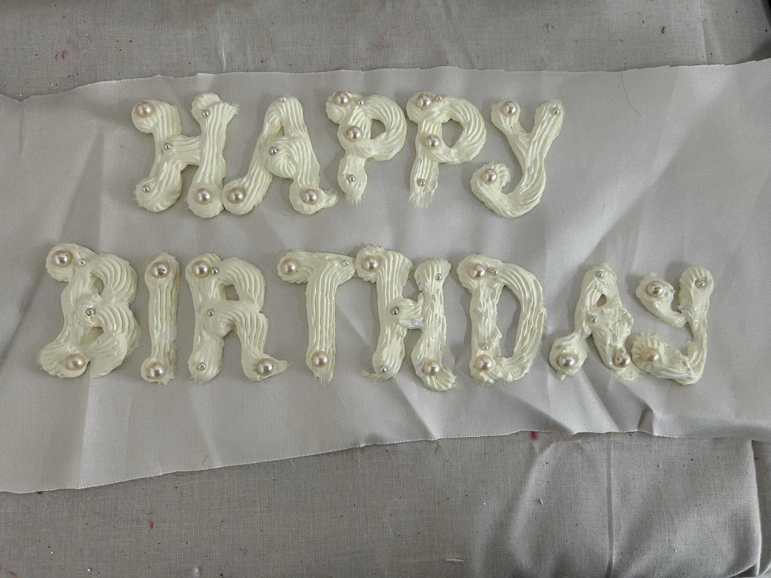 Happy Birthday in fake frosting, which I didn't end up using