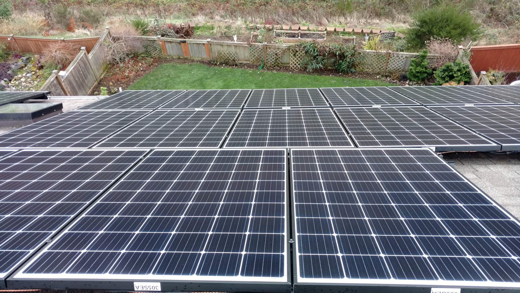 We installed 38 Itek 305 watt panels on this home facing East, South, and West. It produced 49 KWH on a single clear day in February alone. Consider the average home uses 30 KWH per day. We also installed a critical loads panel and an LG Chem Resu Li