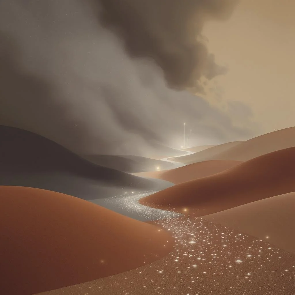 A glowing path emerging from mist into warm light, with soft abstract orbs along the way—symbolizing spiritual discernment, inner safety, and the unfolding of trust and aligned action.