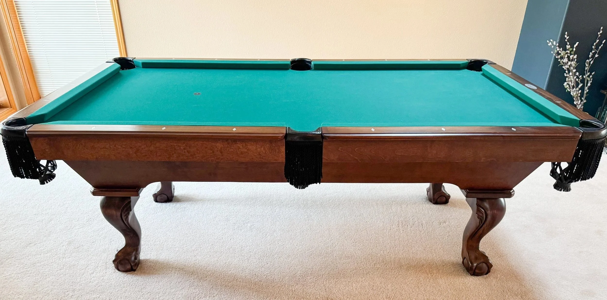 pool table with green felt