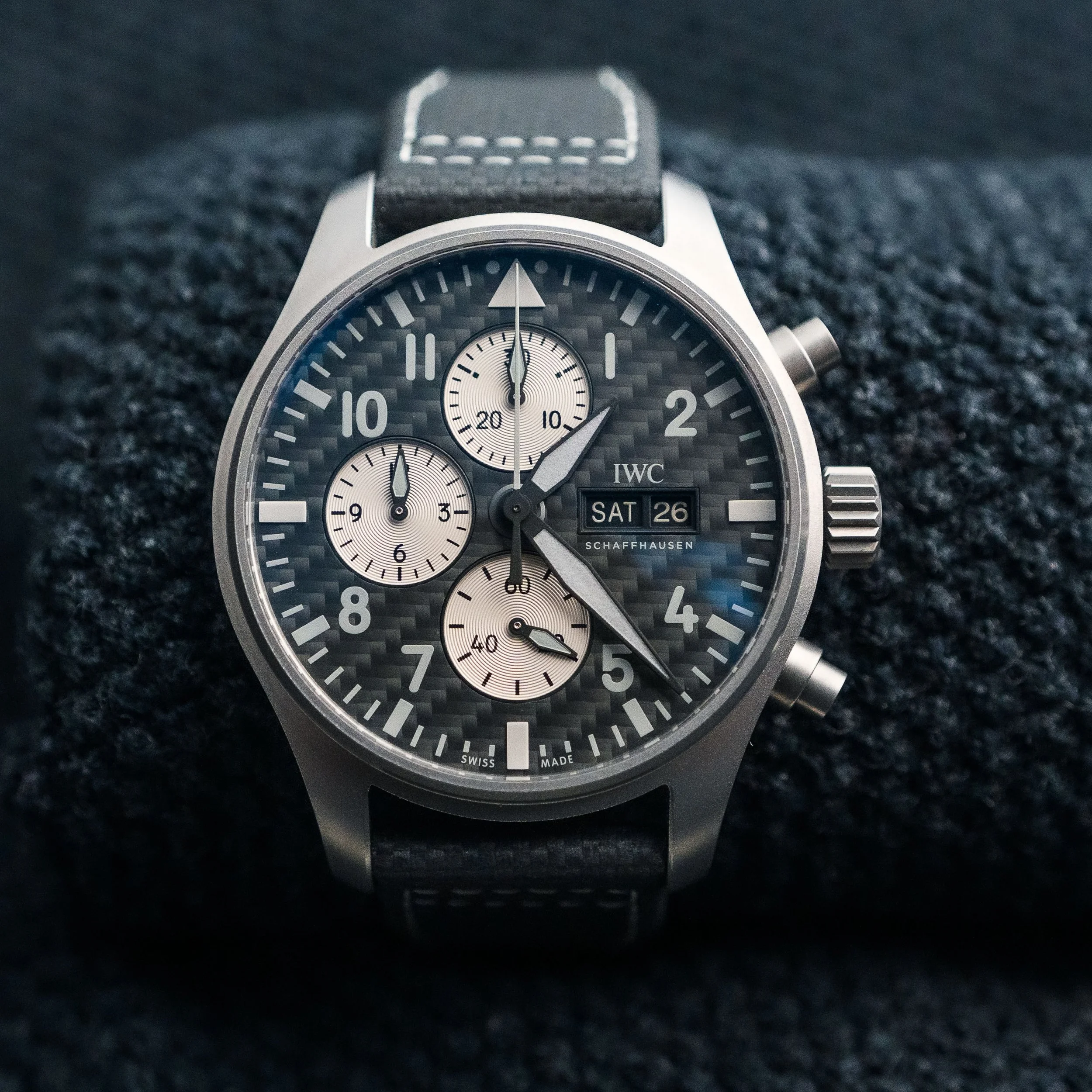 IWC Pilot's Chronograph IW377903 Carbon Dial AMG Titanium