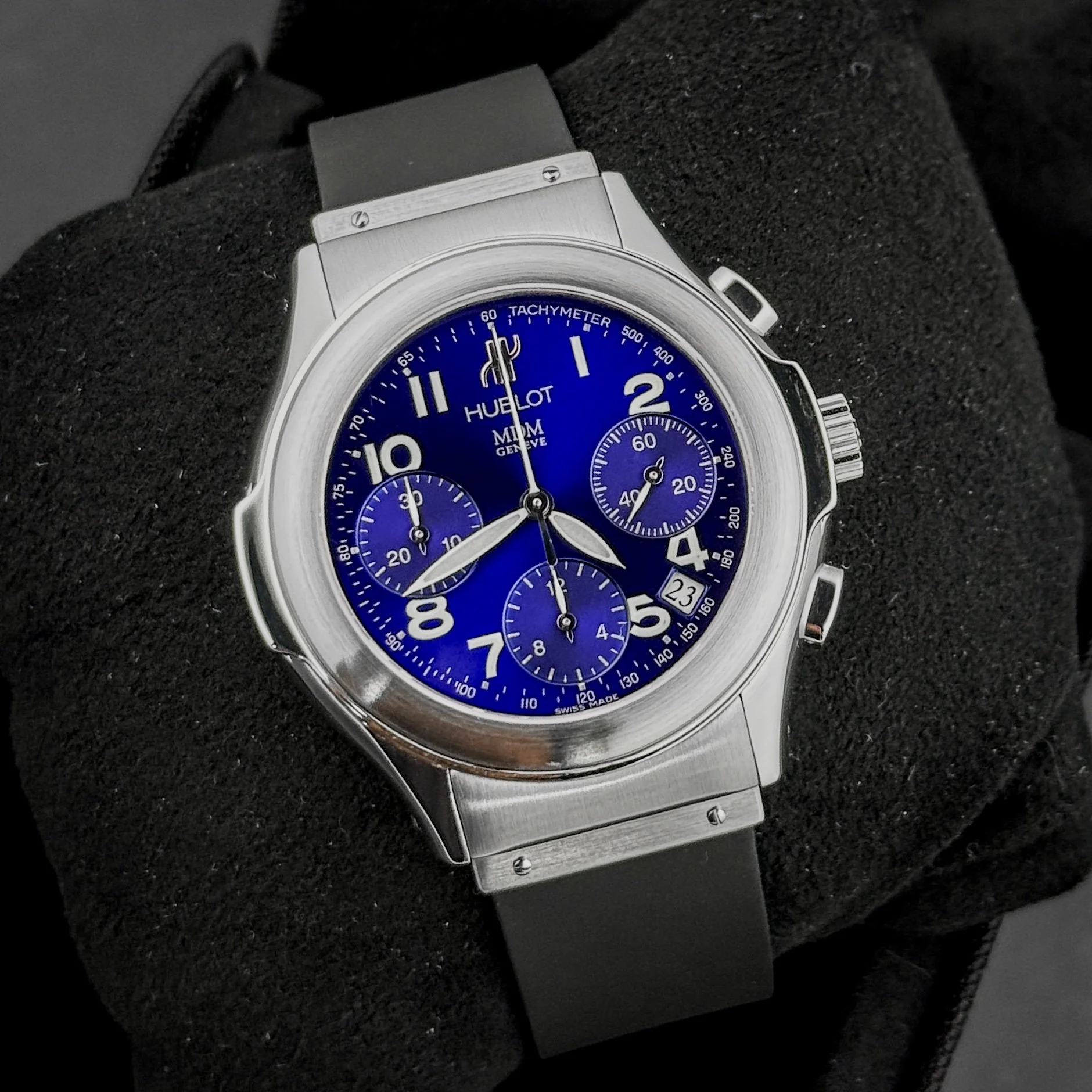 Hublot MDM Geneve Chronograph Blue Dial Steel Watch 40mm 1810.2