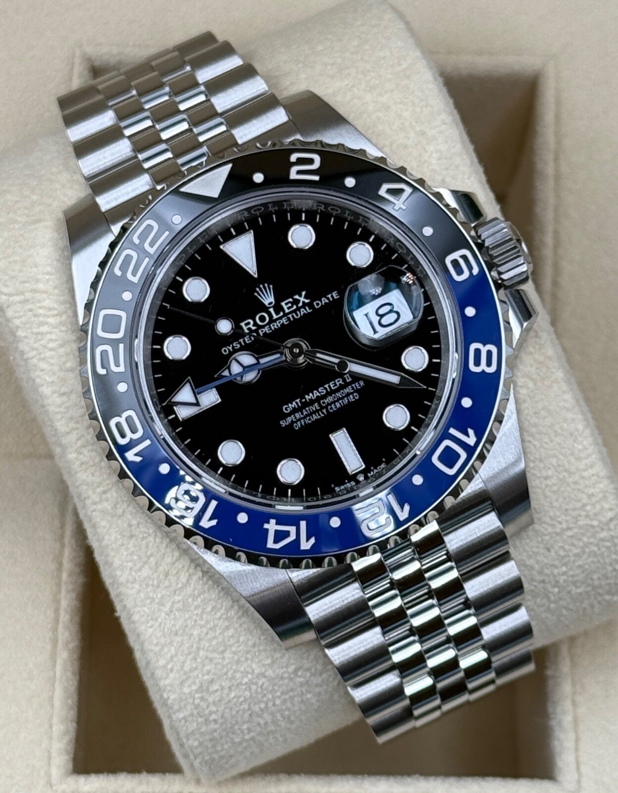 Rolex GMT-Master II Batgirl Blue 40mm Jubilee Watch 126710 BLNR