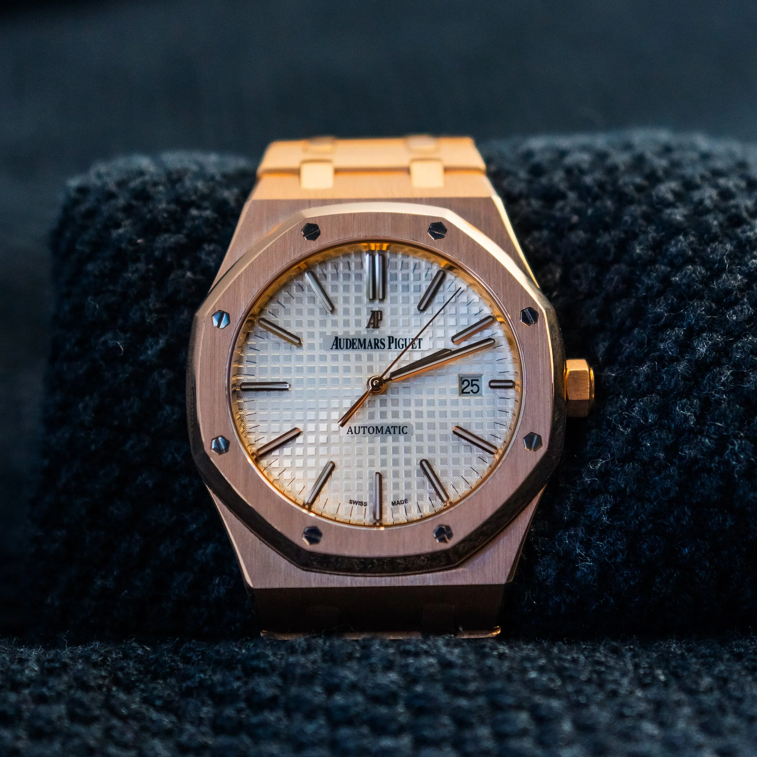 Audemars Piguet Royal Oak Rose Gold Silver Dial Watch 41mm 15400OR