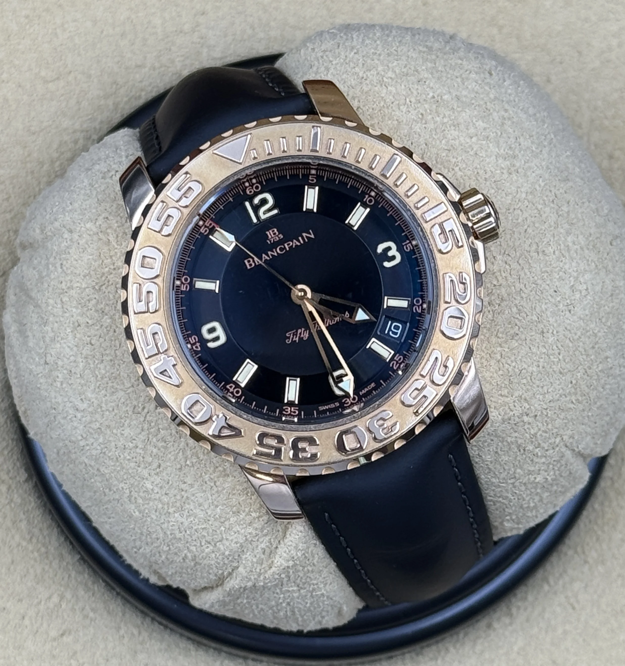 Blancpain Fifty Fathoms 2200-3630 40mm Rose Gold Black Dial Men's Watch