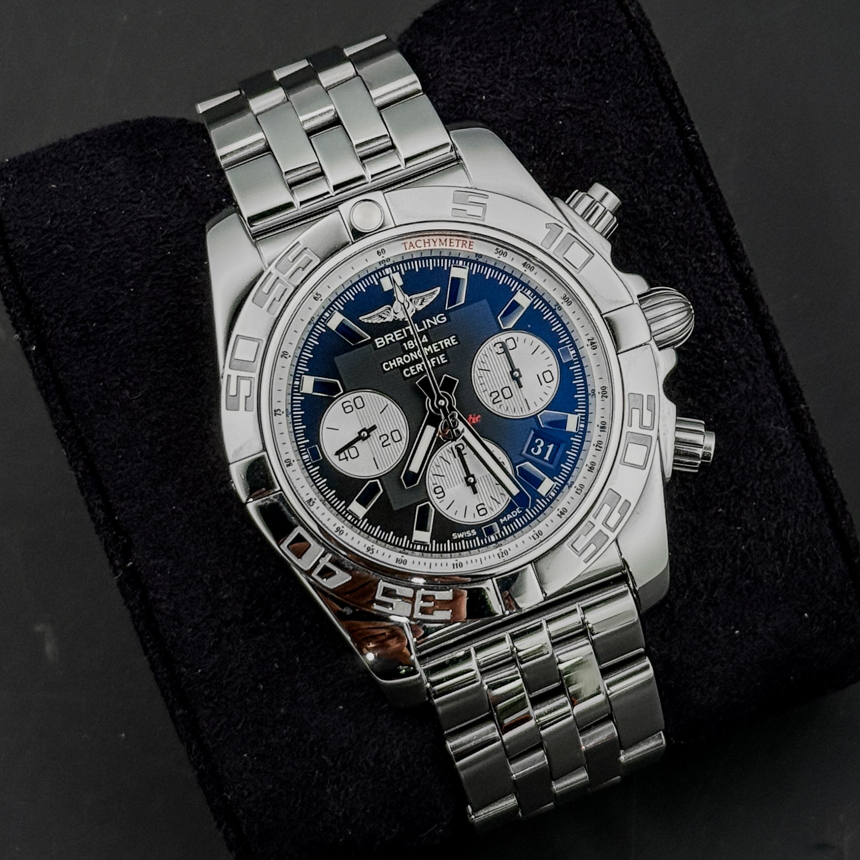 Breitling Chronomat 44 Onyx Black Chronograph Steel Watch AB011012/B967