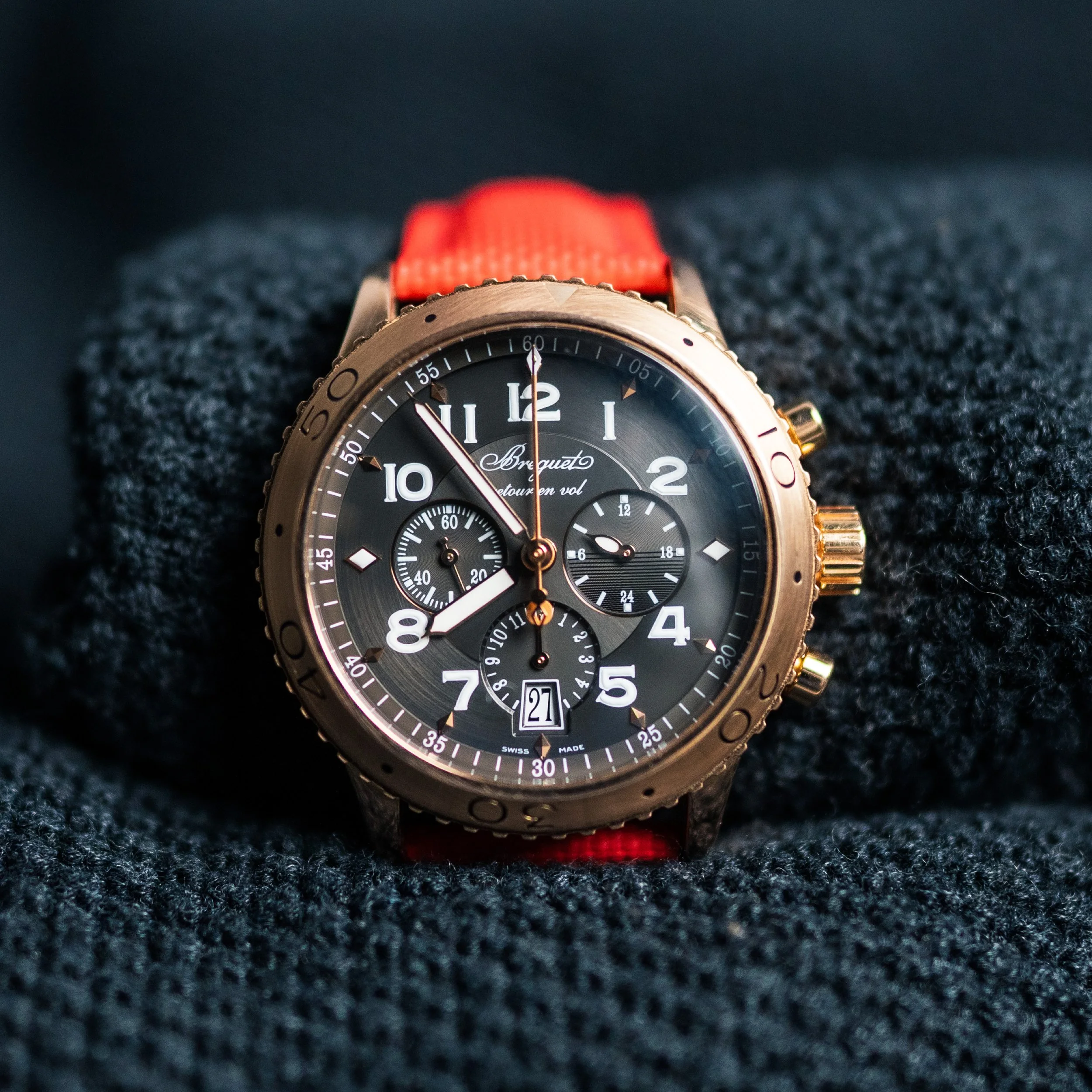 Breguet Type XXI Flyback 3810BR/92/9ZU Rose Gold Mens Watch