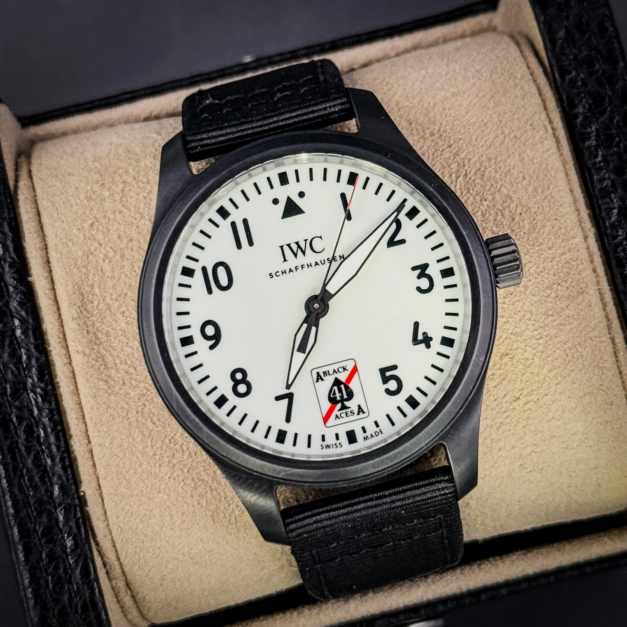 IWC Pilot Black Aces Ceramic White Lume Dial 41mm IW326905
