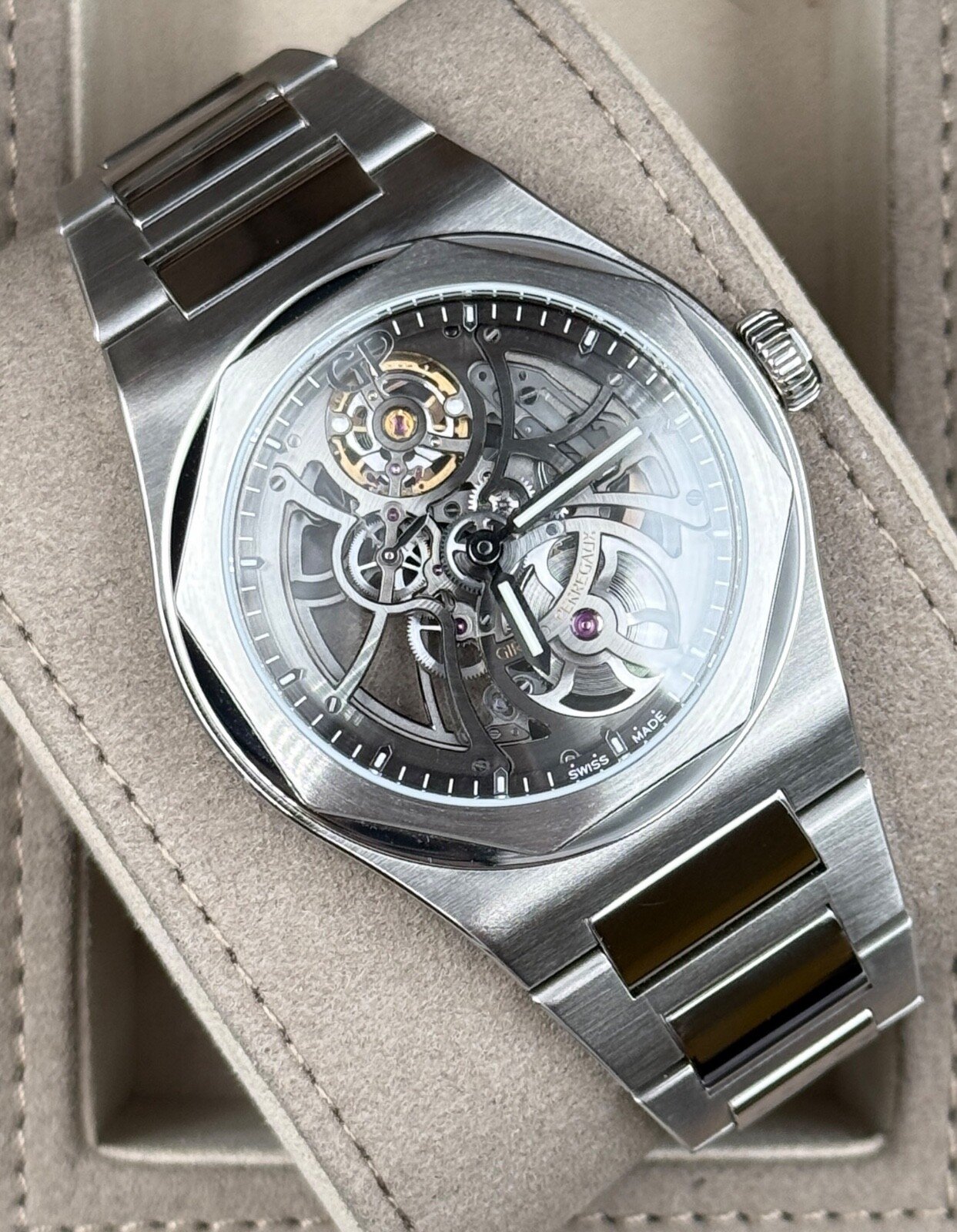 Girard Perregaux Laureato Skeleton Steel Automatic 42mm Watch 81015-11-001-11A